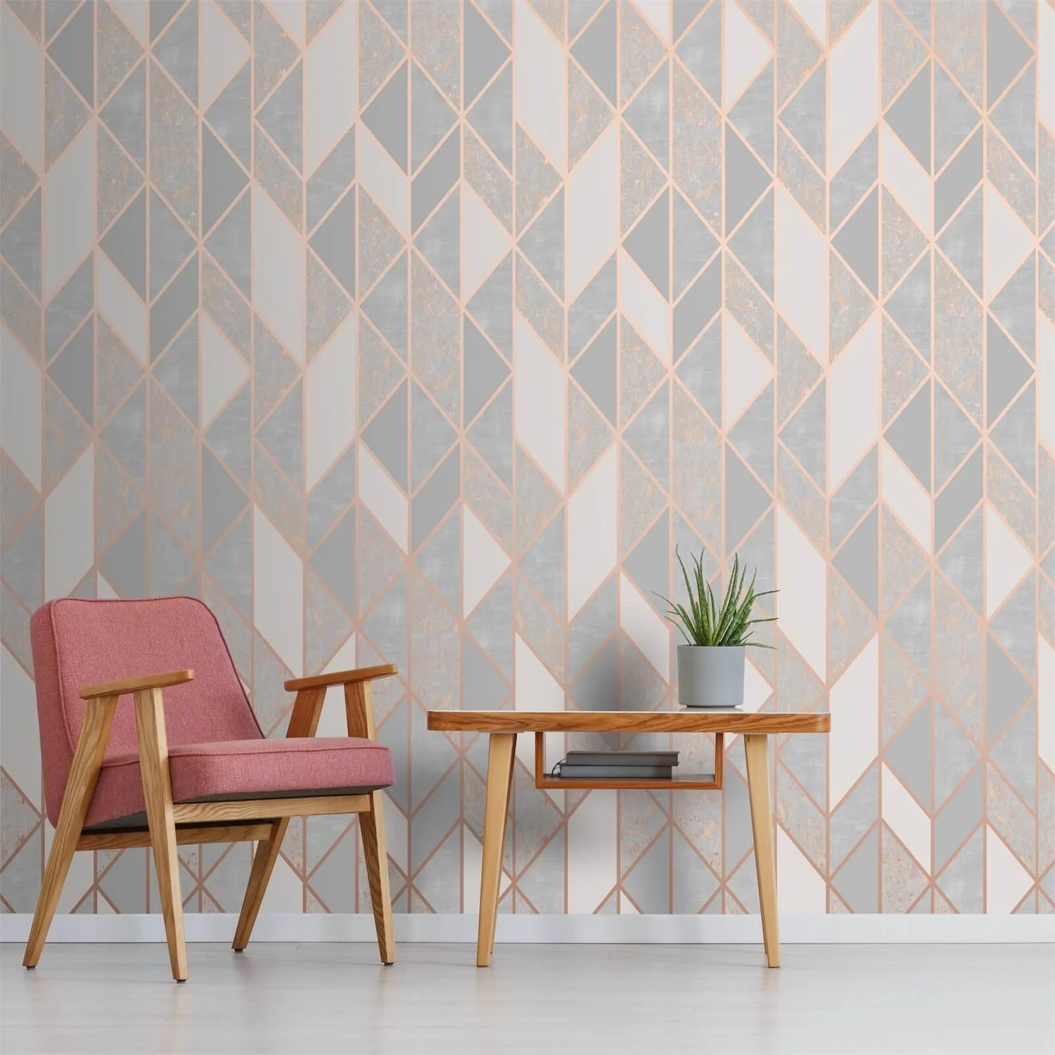 Superfresco Milan Geo Rose Gold Wallpaper 2 Superfresco Milan Geo Rose Gold Wallpaper - Image 2