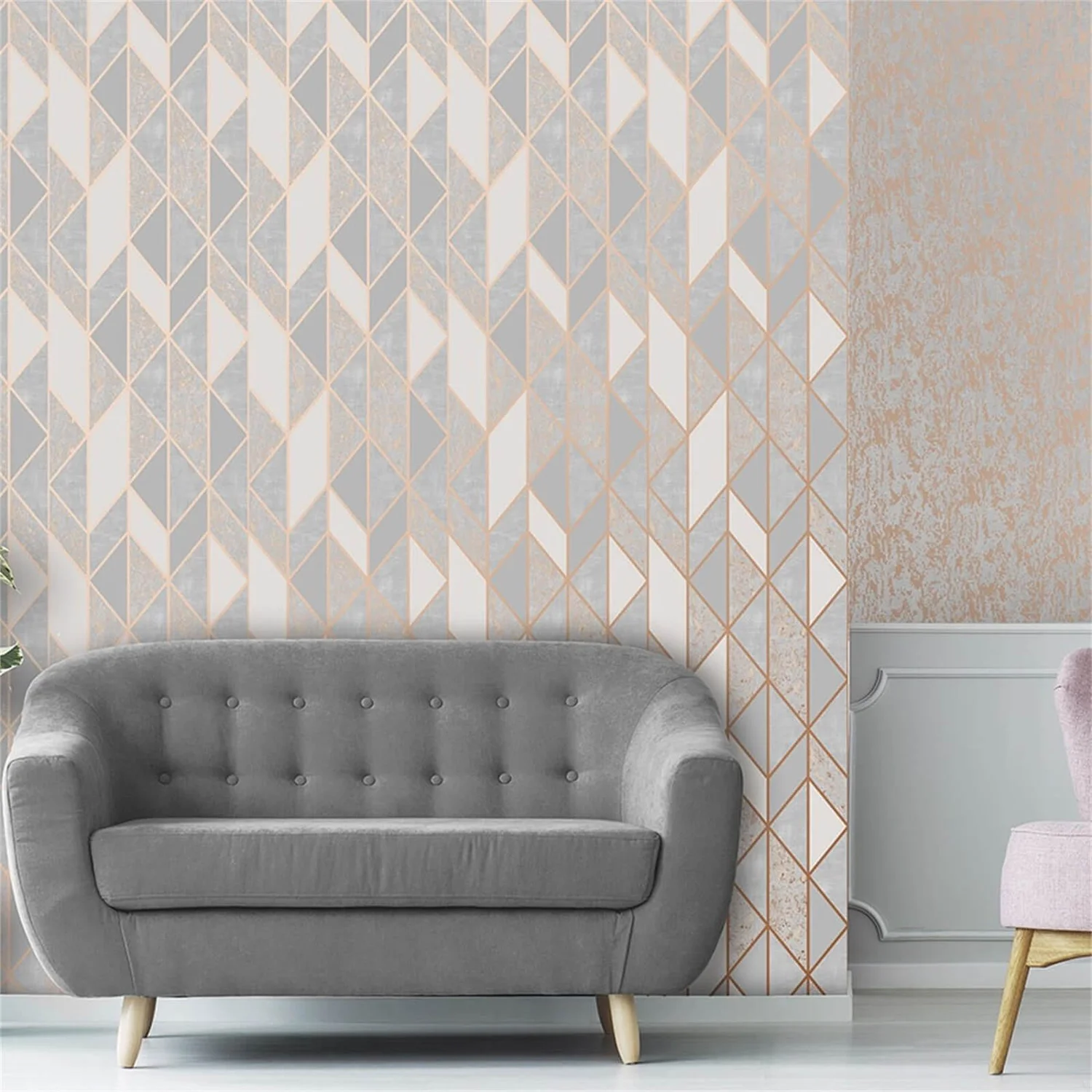 Superfresco Milan Geo Rose Gold Wallpaper 3 Superfresco Milan Geo Rose Gold Wallpaper - Image 3