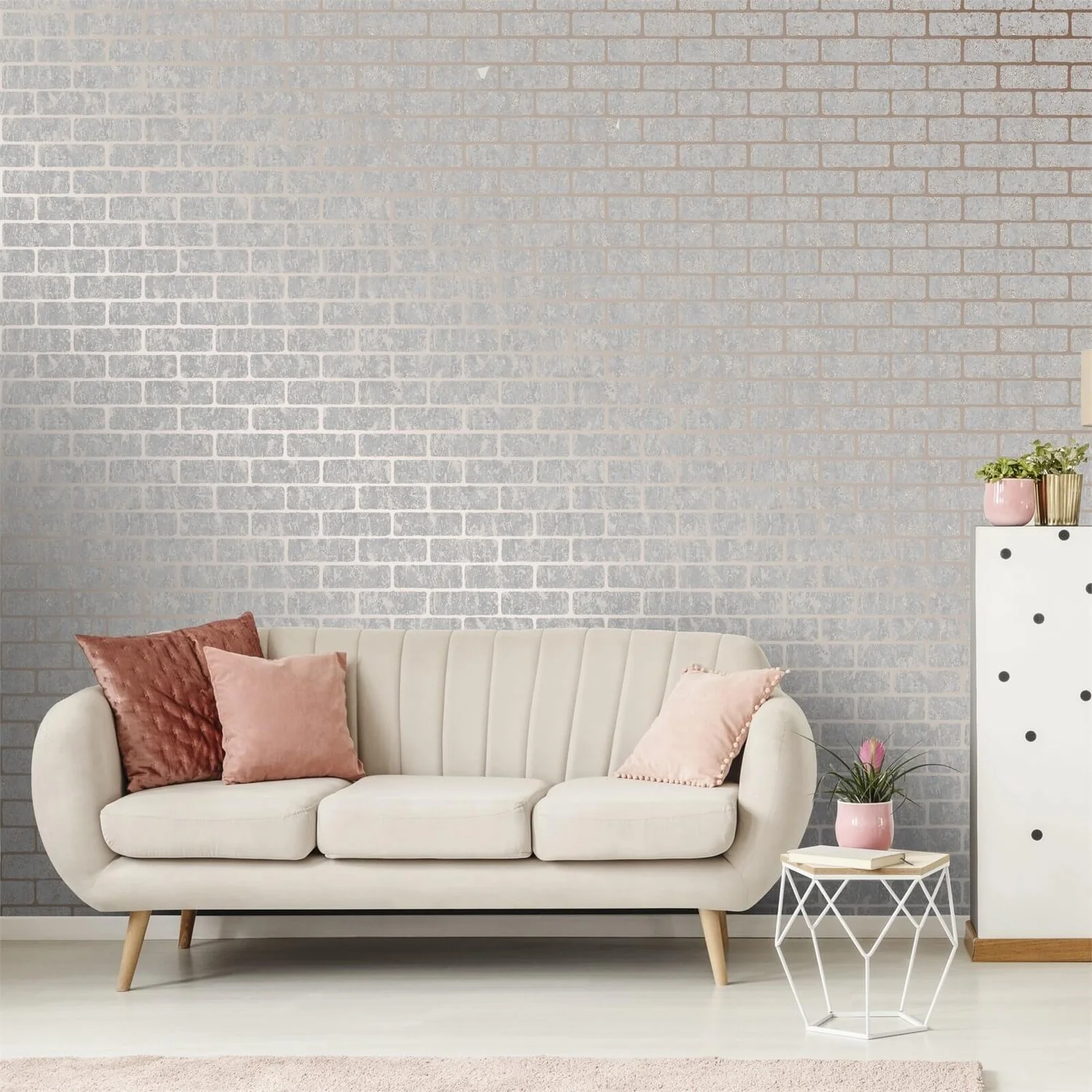 Superfresco Milan Brick Rose Gold Wallpaper 2 Superfresco Milan Brick Rose Gold Wallpaper - Image 2
