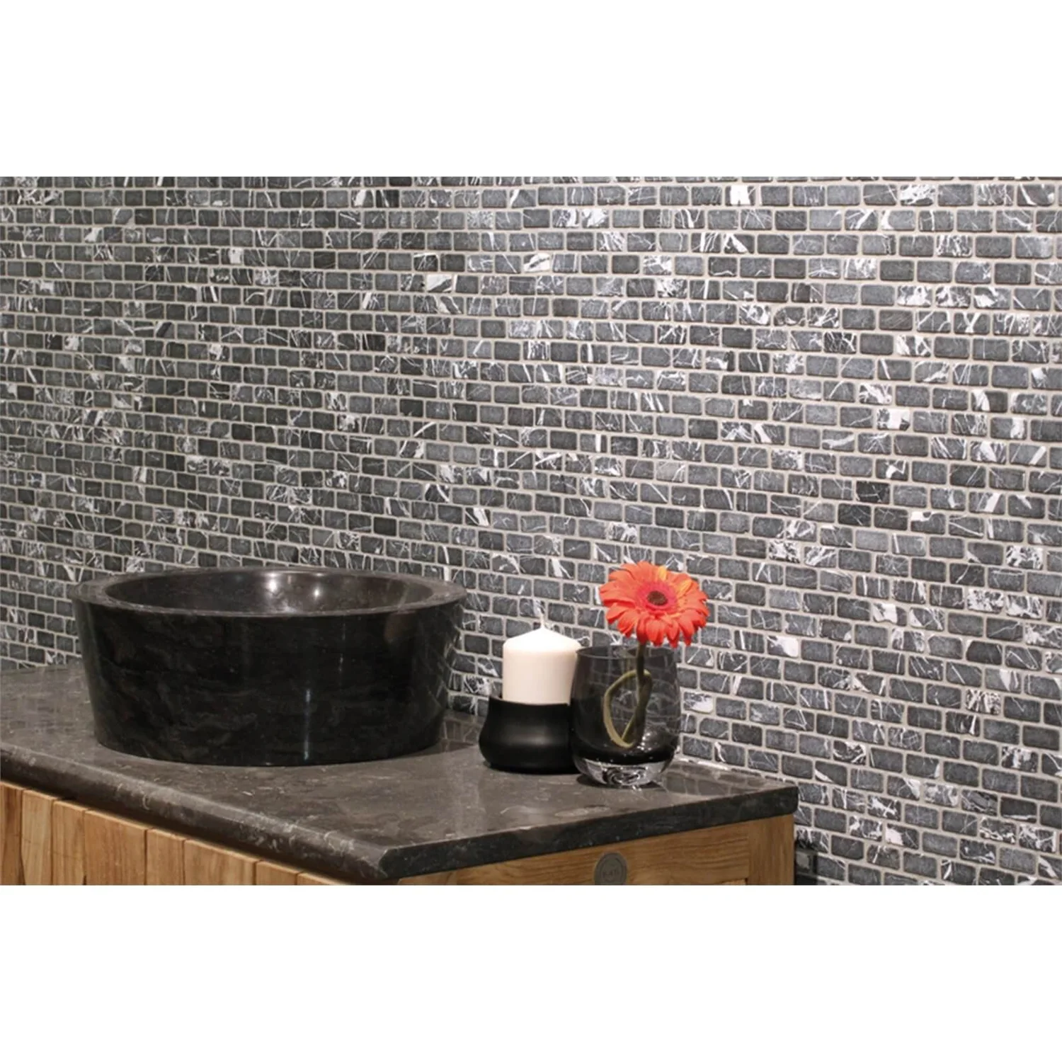 House Of Mosaics Grey Brick Mosaic Tile - 305 X 305mm 1 House Of Mosaics Grey Brick Mosaic Tile - 305 X 305mm