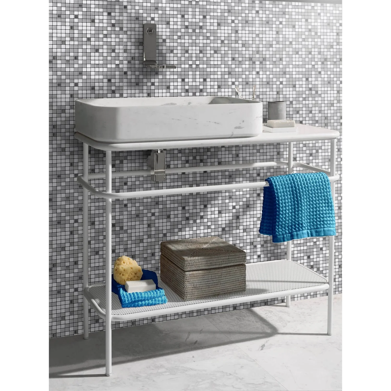 House Of Mosaics Riyadh Silver Mosaic Tile (Self-Adhesive) - 305 X 305mm 1 House Of Mosaics Riyadh Silver Mosaic Tile (Self-Adhesive) - 305 X 305mm