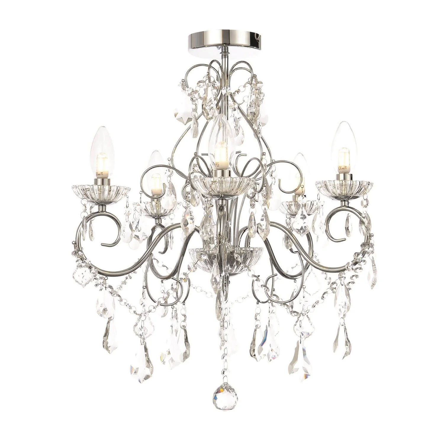Vela 5 Light Bath Chandelier - Chrome 1 Vela 5 Light Bath Chandelier - Chrome