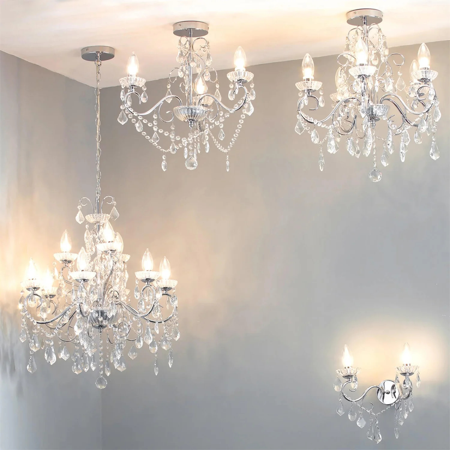 Vela 9 Light Bath Chandelier - Chrome 3 Vela 9 Light Bath Chandelier - Chrome - Image 3