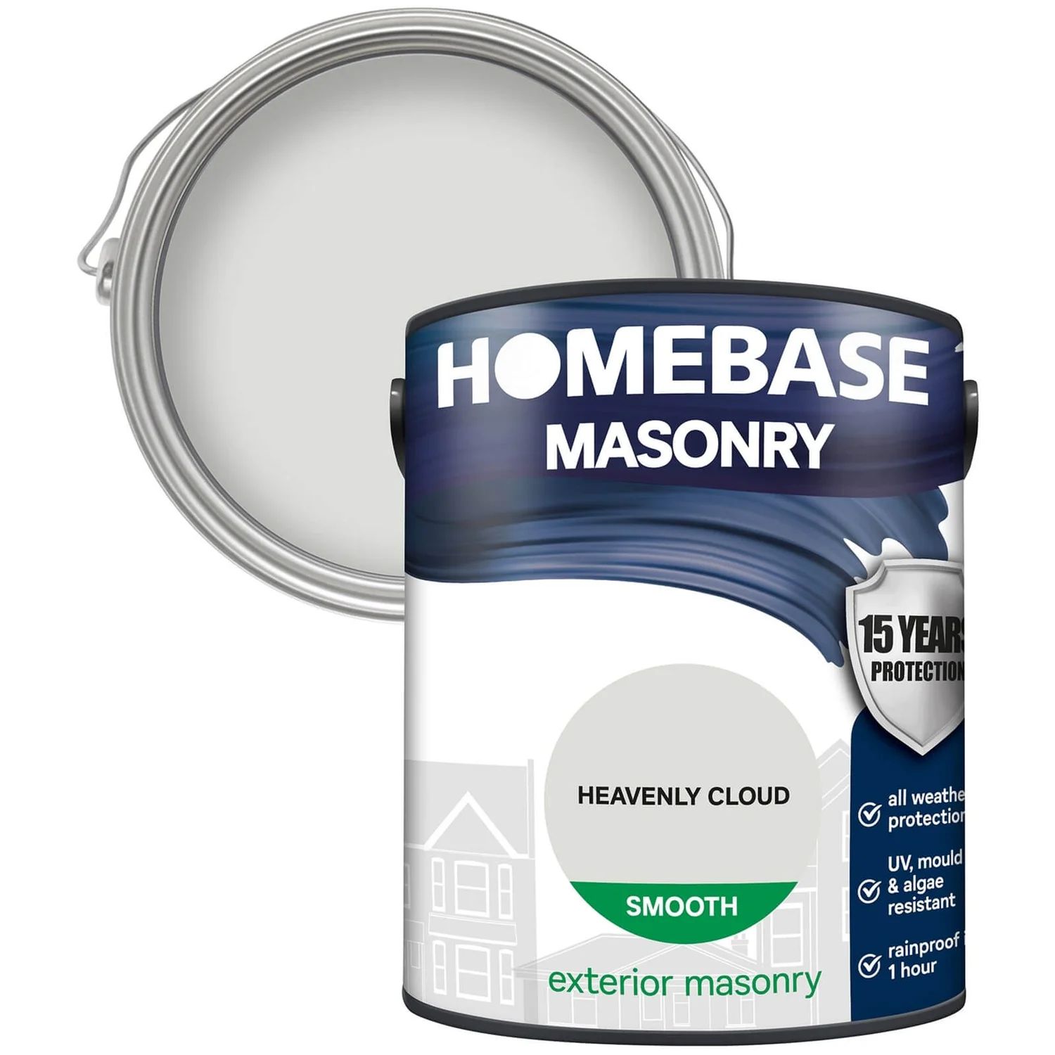 Homebase Smooth Masonry Paint - Heavenly Cloud 5L 1 Homebase Smooth Masonry Paint - Heavenly Cloud 5L