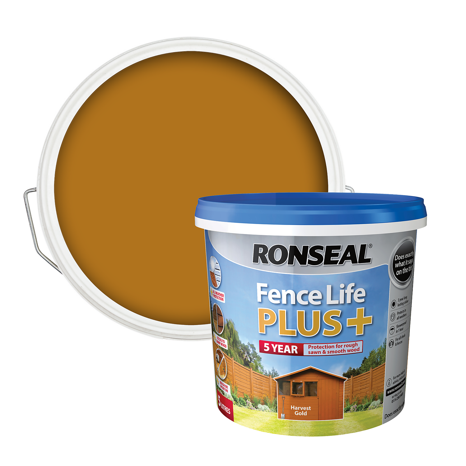 Ronseal Fence Life Plus Harvest Gold - 5L 1 Ronseal Fence Life Plus Harvest Gold - 5L