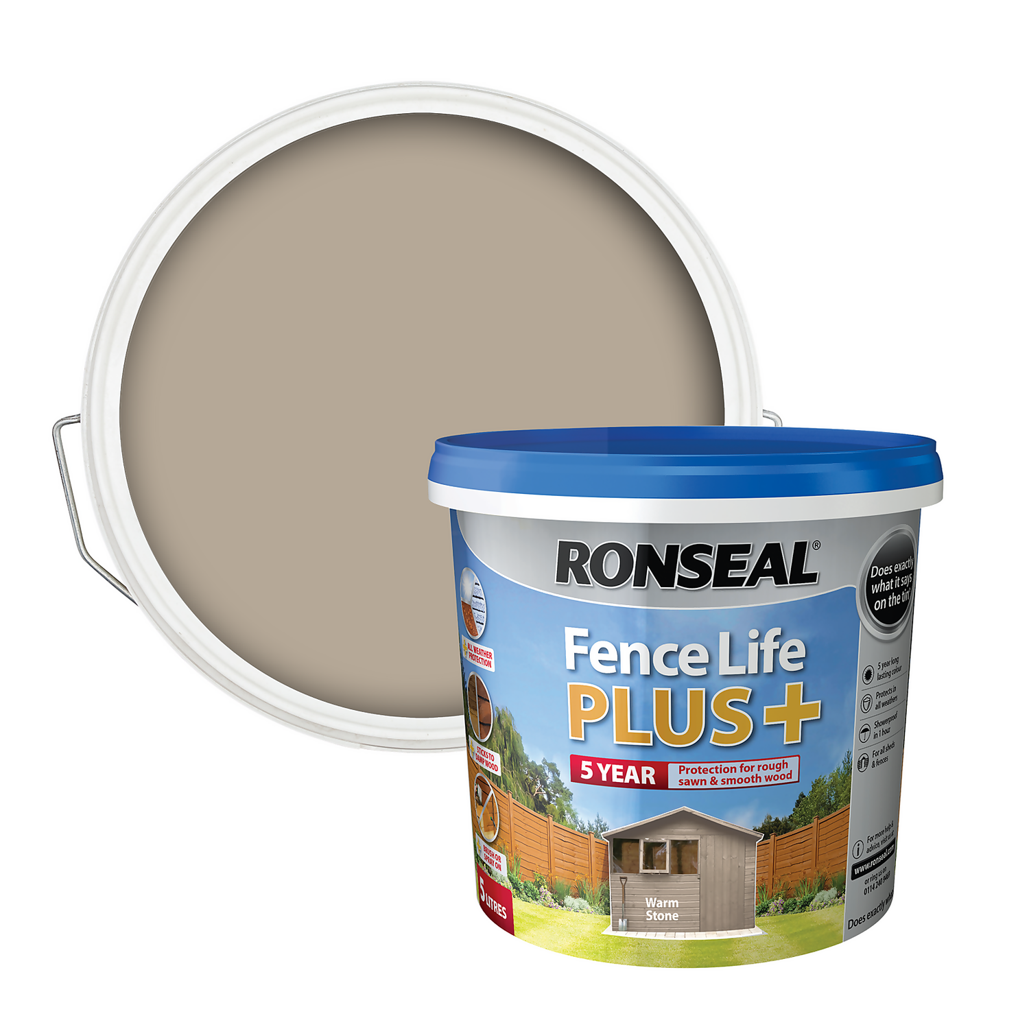 Ronseal Fence Life Plus - Warm Stone - 5L 1 Ronseal Fence Life Plus - Warm Stone - 5L