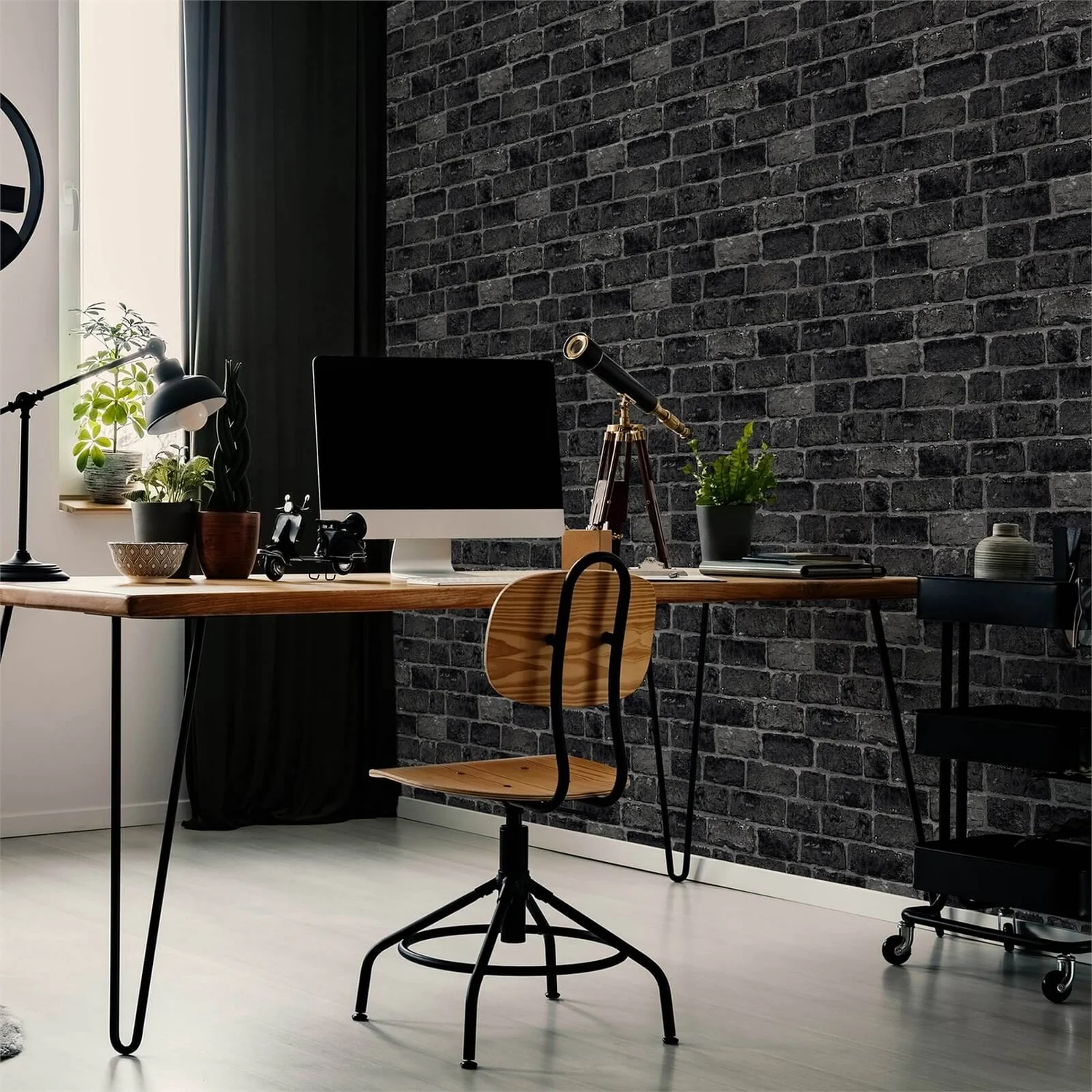 Fresco House Brick Black Wallpaper 2 Fresco House Brick Black Wallpaper - Image 2