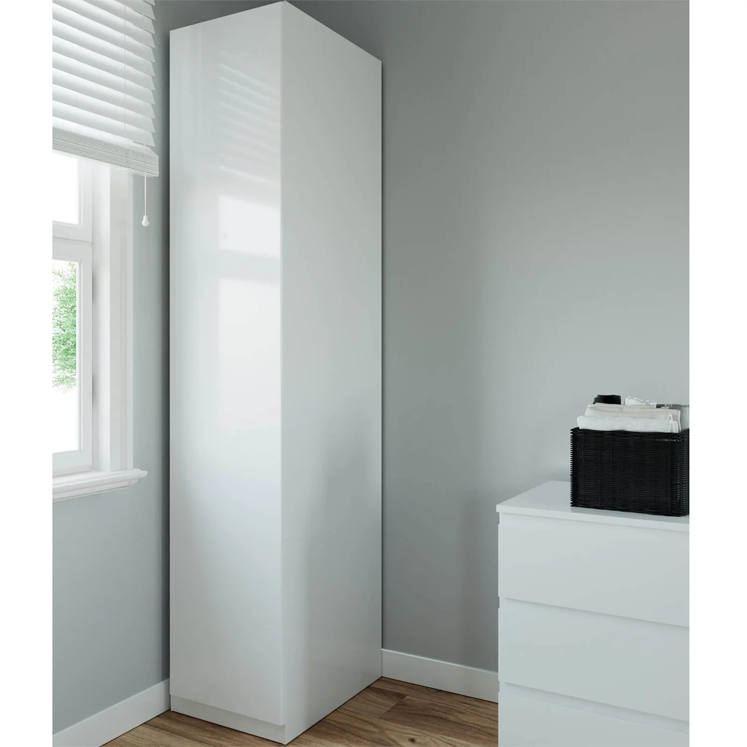 Fitted Bedroom Handleless Single Wardrobe - White 1 Fitted Bedroom Handleless Single Wardrobe - White