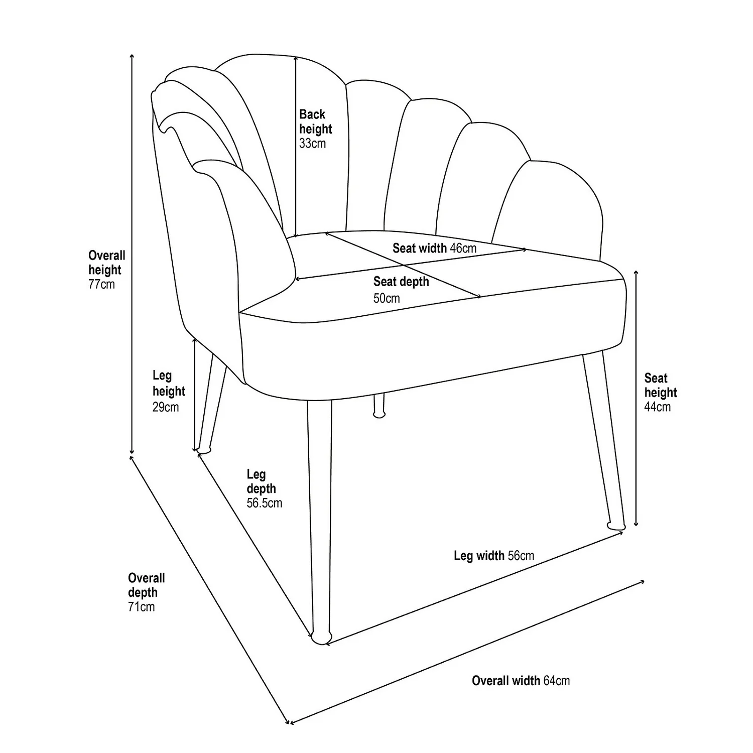 Sophia Scallop Occasional Chair - Blush 9 Sophia Scallop Occasional Chair - Blush - Image 9