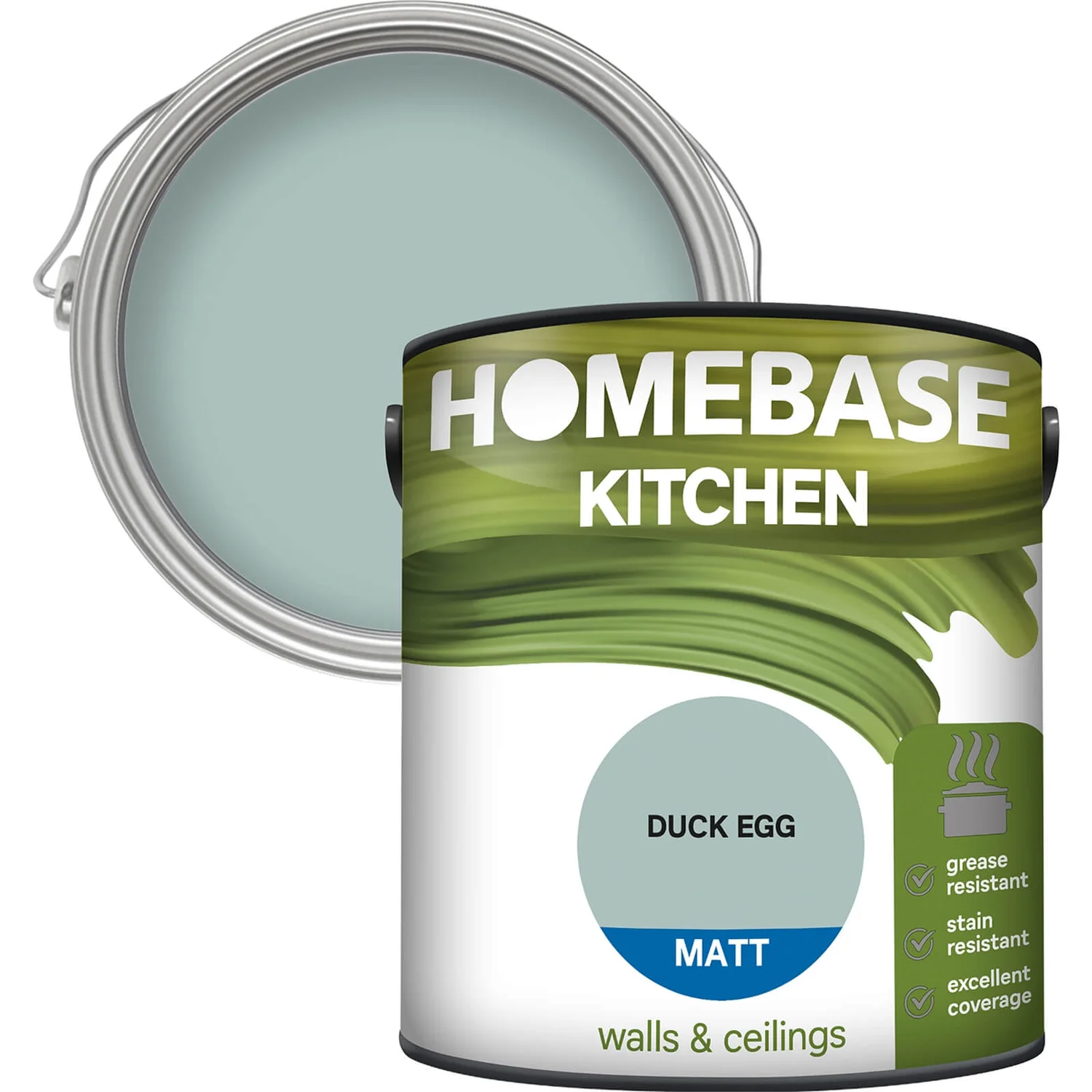 Homebase Kitchen Matt Paint - Duck Egg 2.5L 1 Homebase Kitchen Matt Paint - Duck Egg 2.5L