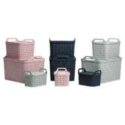 Small Urban Storage Basket With Lid - Graphite 7 Small Urban Storage Basket With Lid - Graphite -Cheap Deco Casa Store 12837349 3344960190120604
