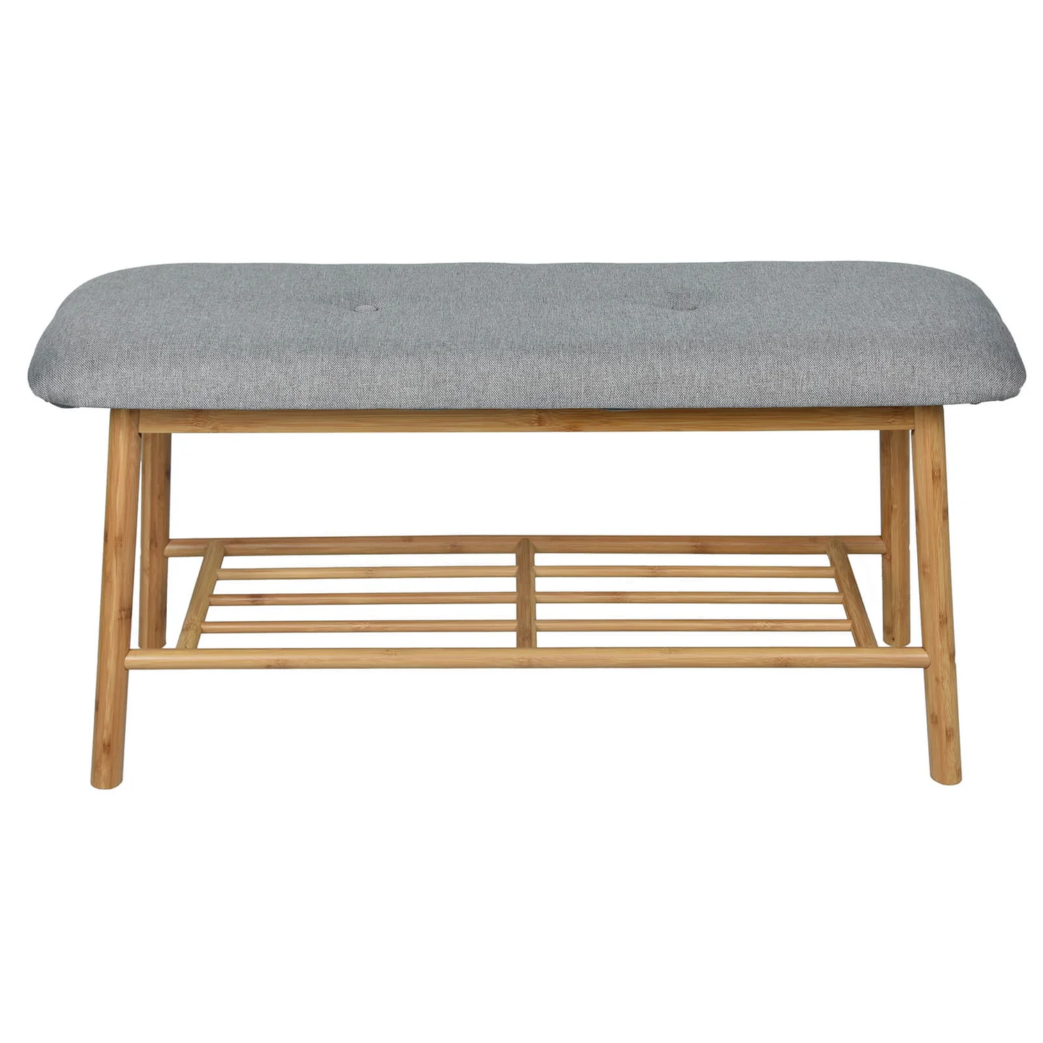 Bamboo Shoe Bench With Grey Cushion Seat 1 Bamboo Shoe Bench With Grey Cushion Seat