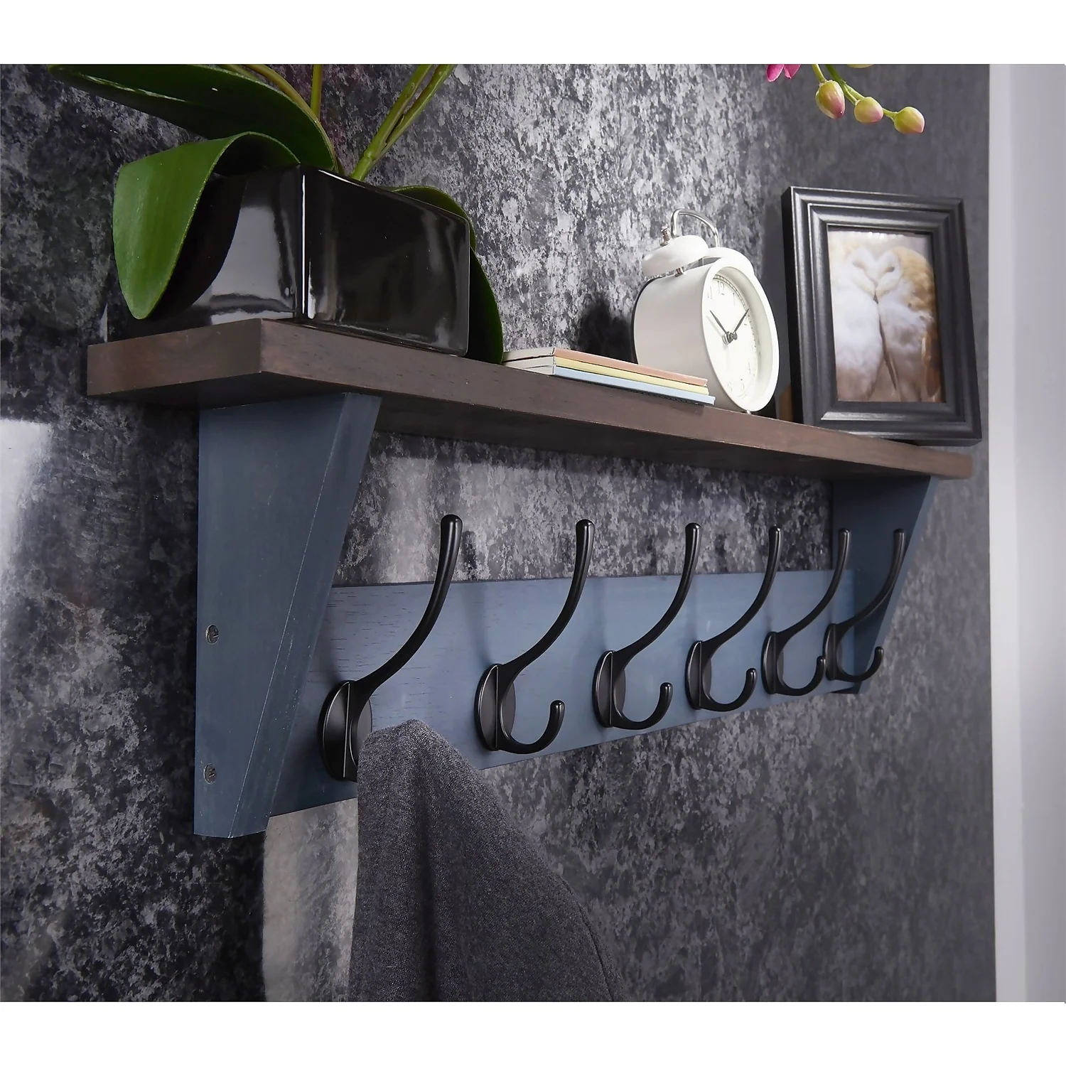 6 Black Victorian Hook On Grey Shelf Combo 2 6 Black Victorian Hook On Grey Shelf Combo - Image 2