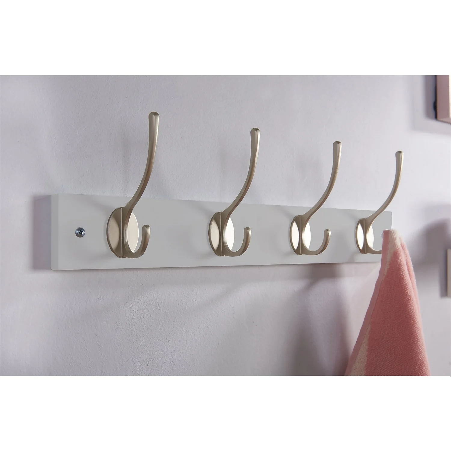 4 Victorian Satin Nickel Hooks On Dove Bloc Board 2 4 Victorian Satin Nickel Hooks On Dove Bloc Board - Image 2