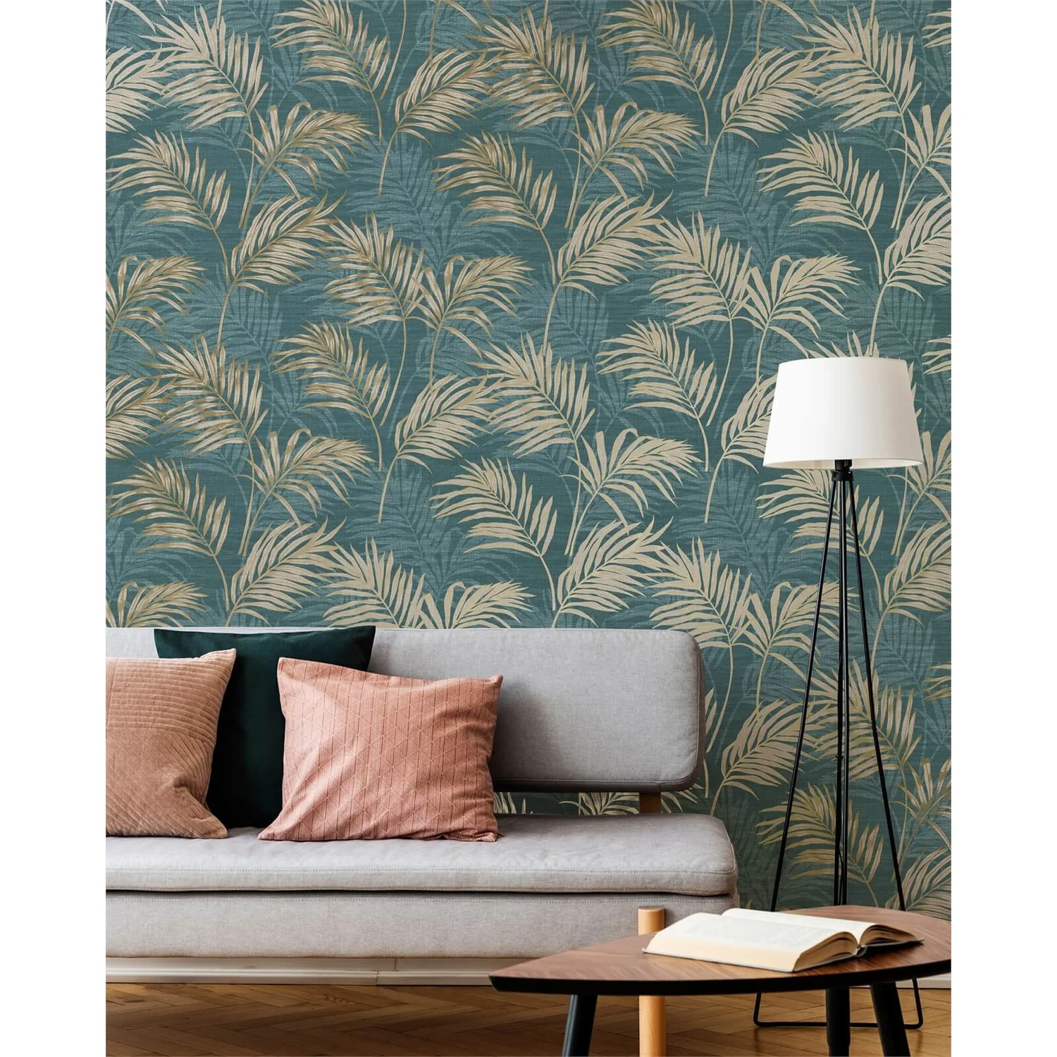 Grandeco Lounge Palm Teal Wallpaper 2 Grandeco Lounge Palm Teal Wallpaper - Image 2
