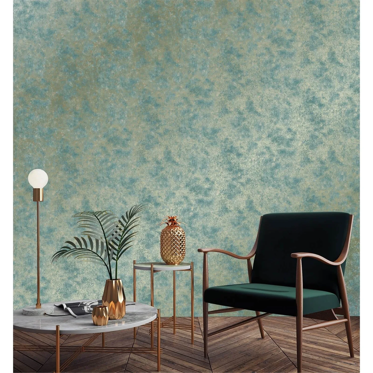 Grandeco Velvet Crush Teal Wallpaper 2 Grandeco Velvet Crush Teal Wallpaper - Image 2