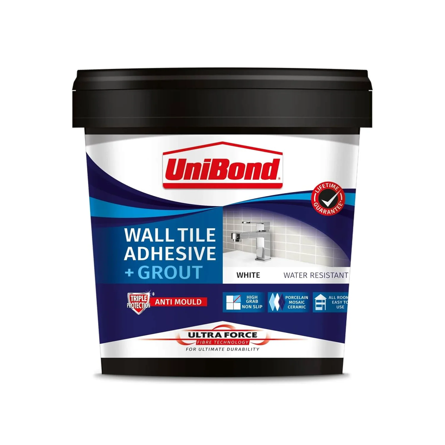 UniBond UltraForce Wall Tile Adhesive & Grout White 1.38kg 1 UniBond UltraForce Wall Tile Adhesive & Grout White 1.38kg