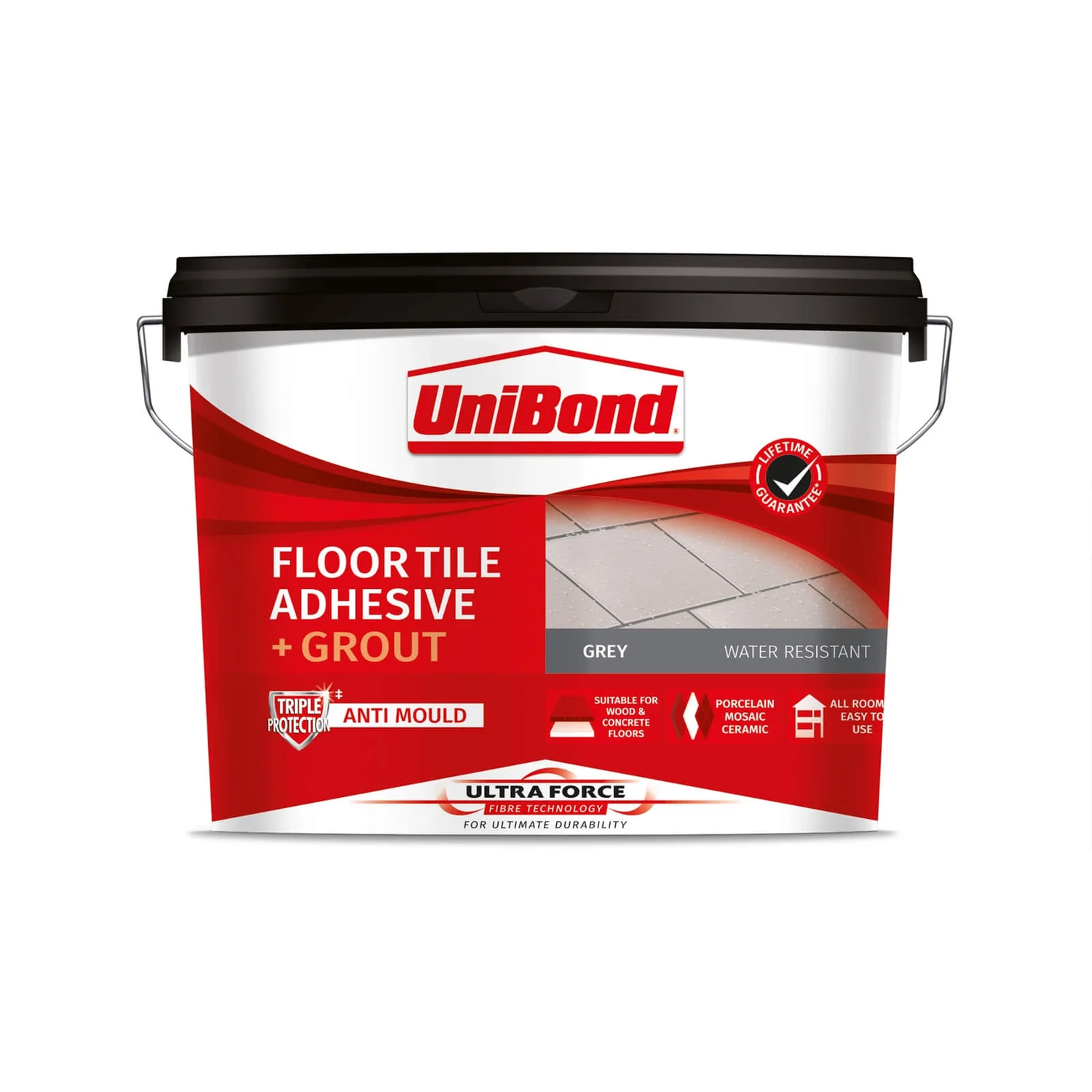 UniBond UltraForce Floor Tile Adhesive & Grout Grey 14.3kg 1 UniBond UltraForce Floor Tile Adhesive & Grout Grey 14.3kg