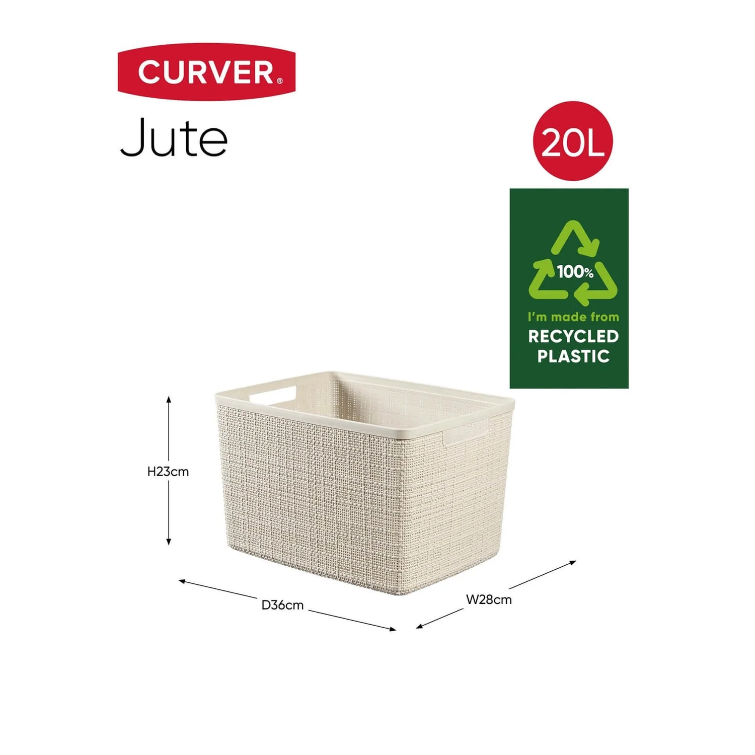 Curver Jute Large Basket - 20L - Off White 5 Curver Jute Large Basket - 20L - Off White - Image 5