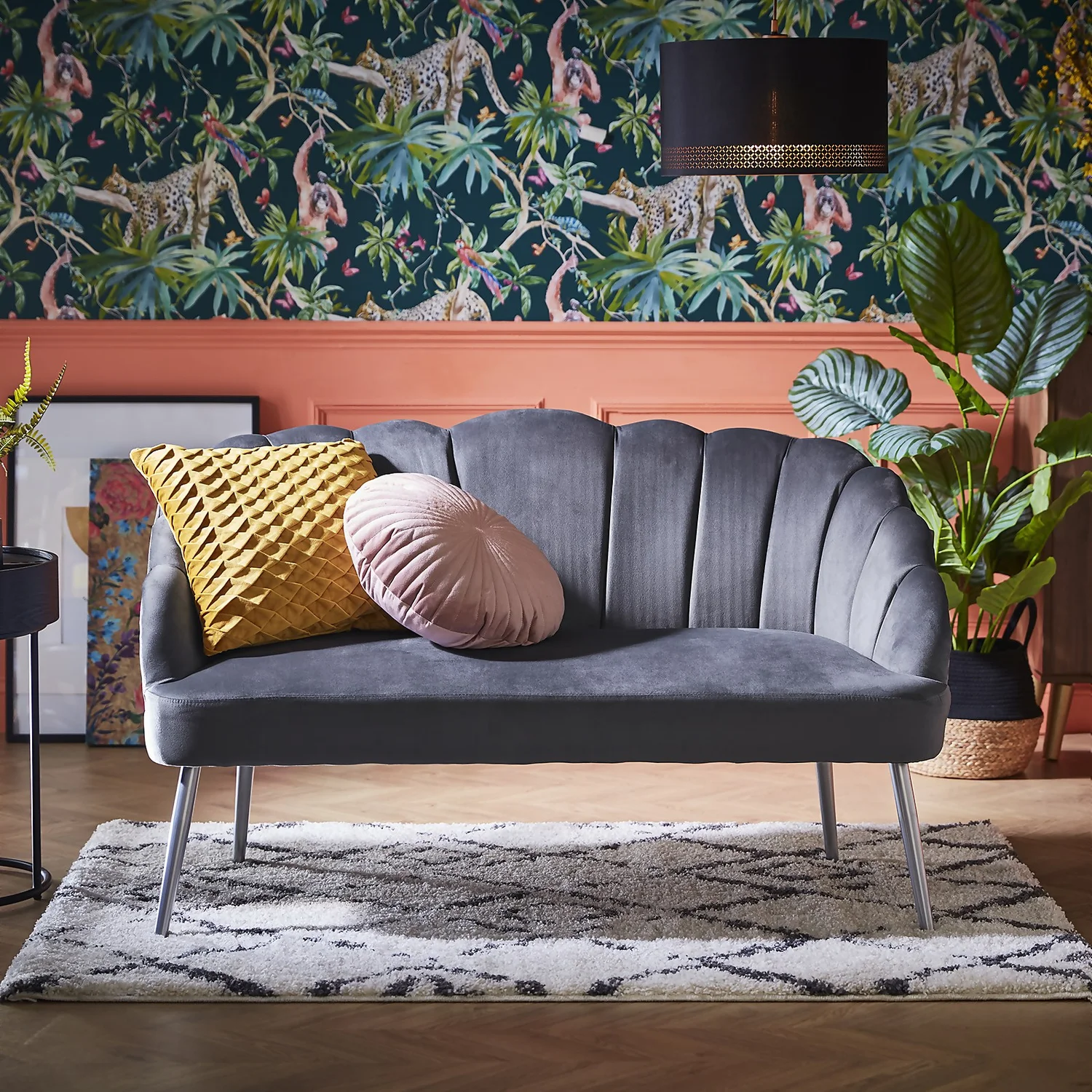 Sophia Scallop Occasional Sofa - Grey 2 Sophia Scallop Occasional Sofa - Grey - Image 2