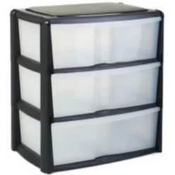 Mobile Tower Unity With 3 Jumbo Drawers - Volcanic Ash With Frosted Drawers