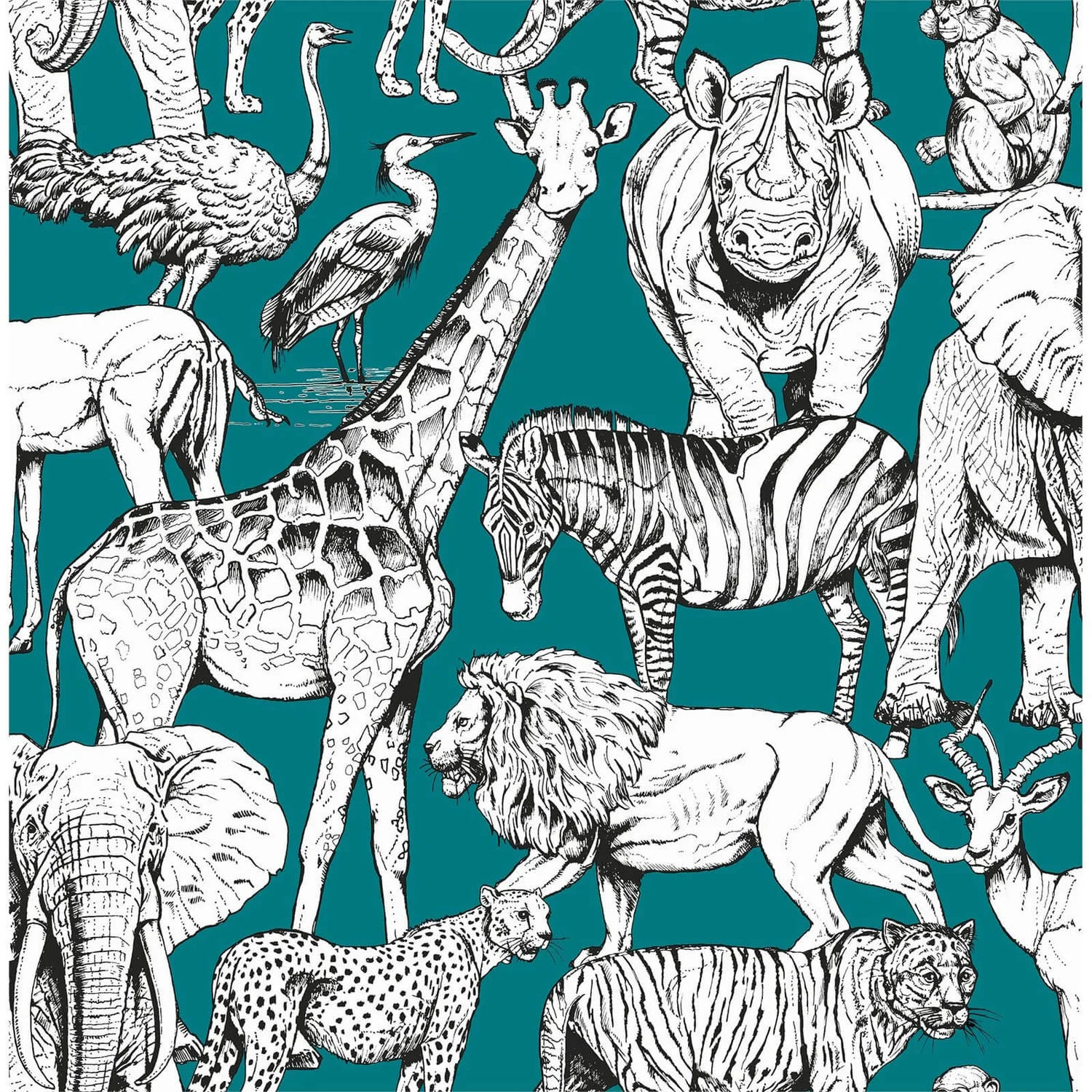 Superfresco Easy Jungle Animals Green Wallpaper 1 Superfresco Easy Jungle Animals Green Wallpaper