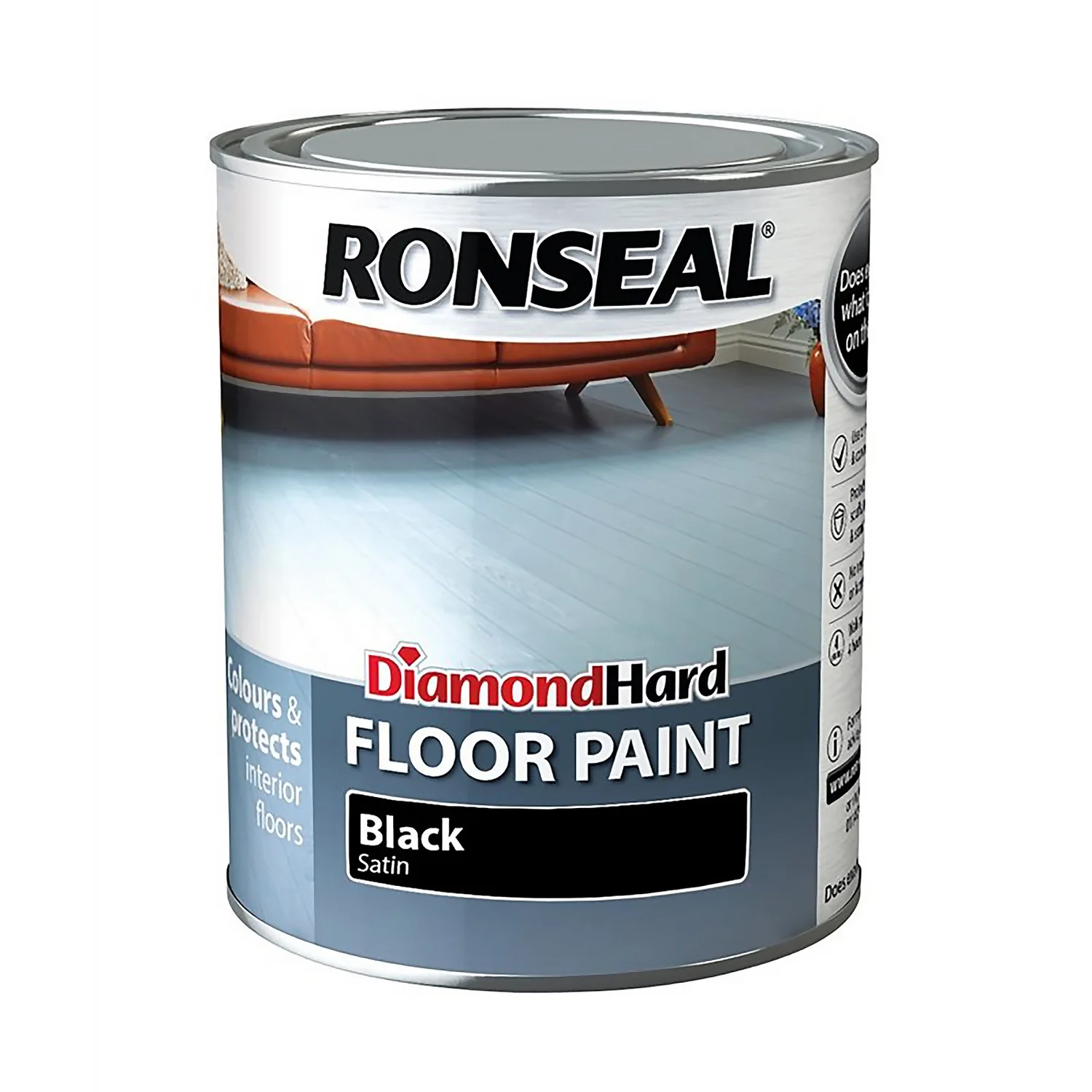 Ronseal Diamond Hard Black - Floor Paint - 750ml 1 Ronseal Diamond Hard Black - Floor Paint - 750ml