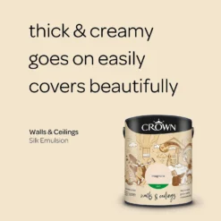Crown Walls & Ceilings Silk Emulsion Paint Magnolia - 5L -Cheap Deco Casa Store 12841941 1554966161500820