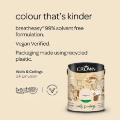 Crown Walls & Ceilings Silk Emulsion Paint Magnolia - 5L -Cheap Deco Casa Store 12841941 1934966161539337