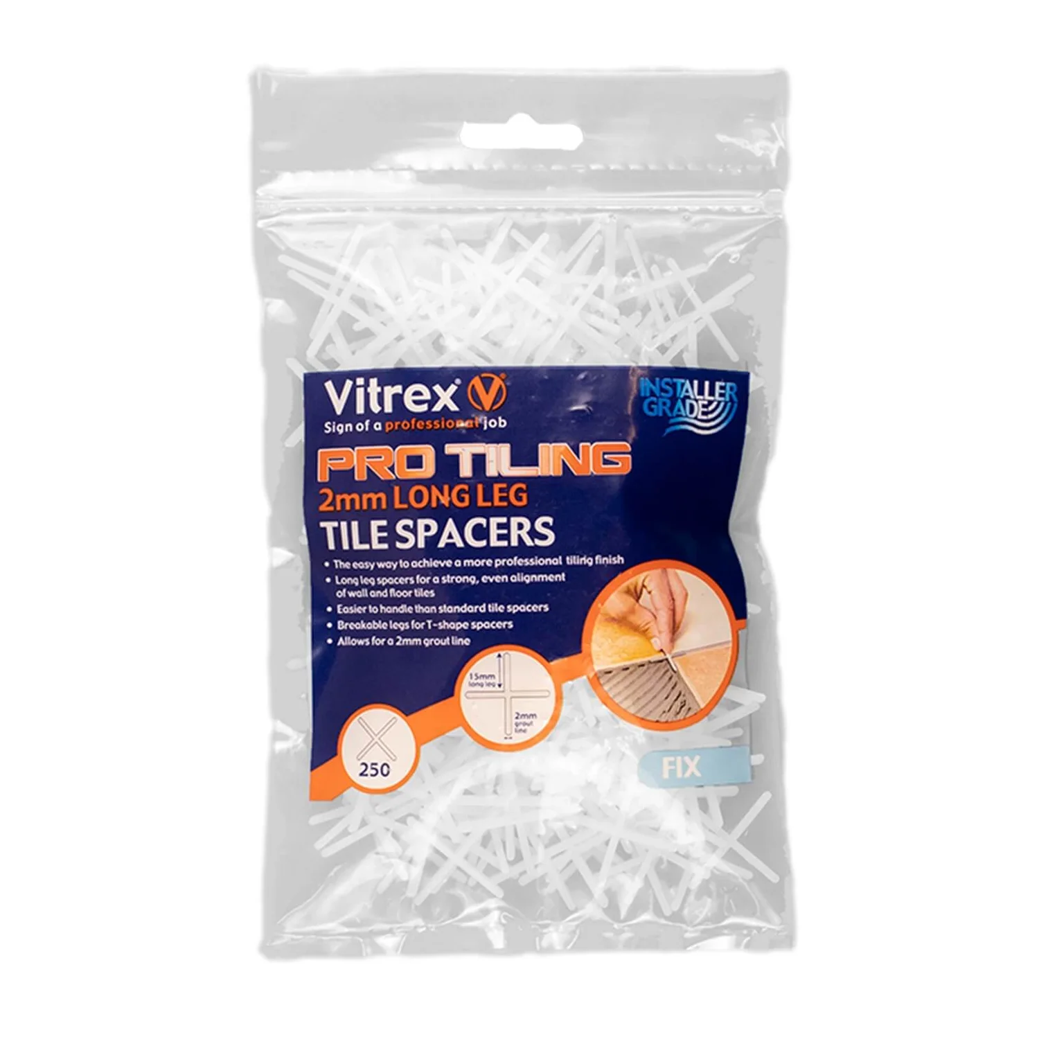 Vitrex Tiling Long Leg Spacers 2mm X250 2 Vitrex Tiling Long Leg Spacers 2mm X250 - Image 2