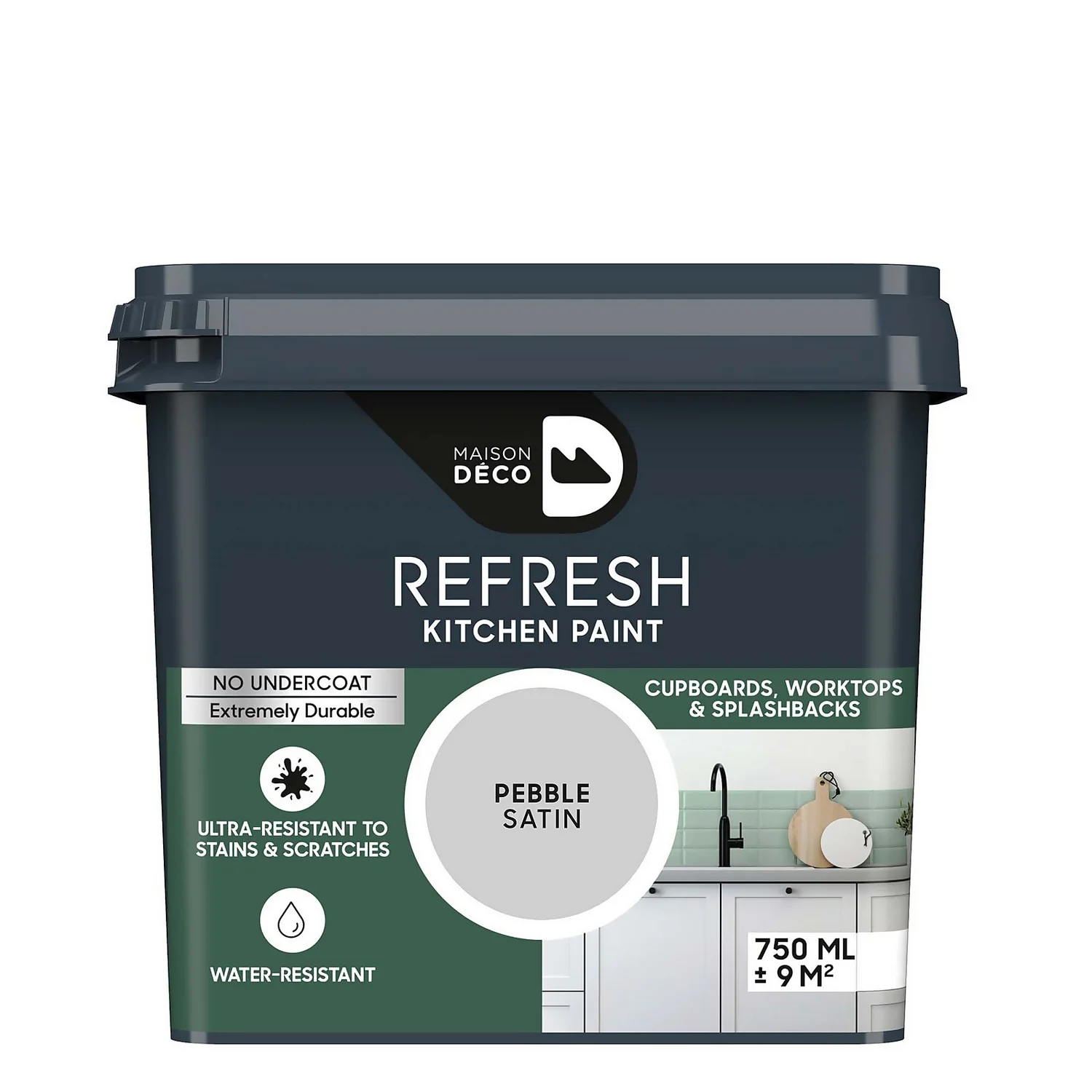 Maison Deco Refresh Kitchen Cupboards, Worktops & Splashbacks Paint Pebble - 750ml 1 Maison Deco Refresh Kitchen Cupboards, Worktops & Splashbacks Paint Pebble - 750ml