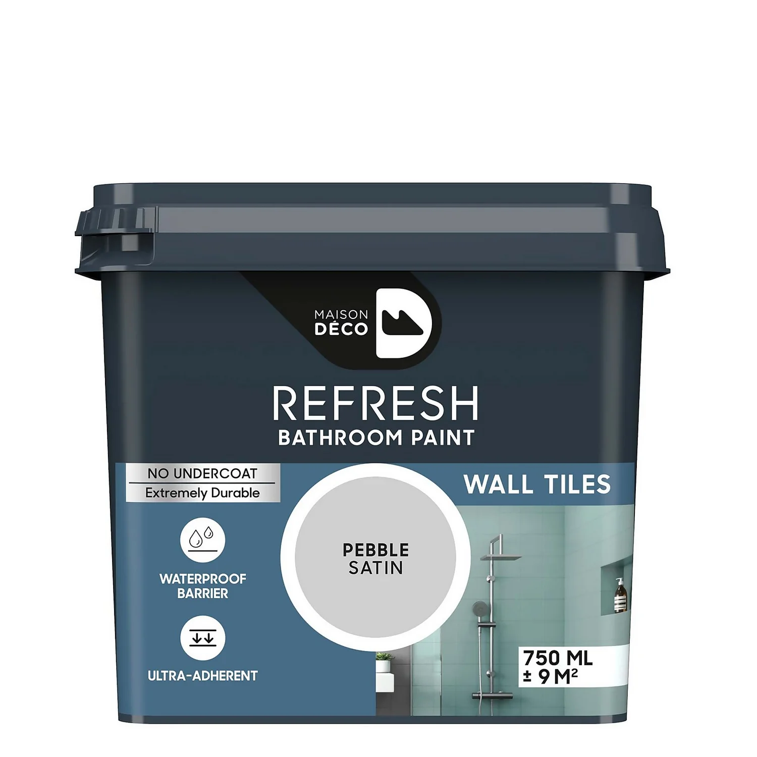 Maison Deco Refresh Bathroom Wall Tile Paint Pebble - 750ml 1 Maison Deco Refresh Bathroom Wall Tile Paint Pebble - 750ml