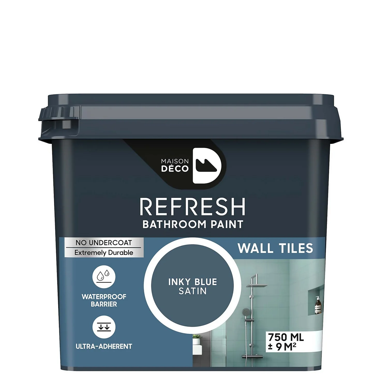 Maison Deco Refresh Bathroom Wall Tile Paint Inky Blue - 750ml 1 Maison Deco Refresh Bathroom Wall Tile Paint Inky Blue - 750ml