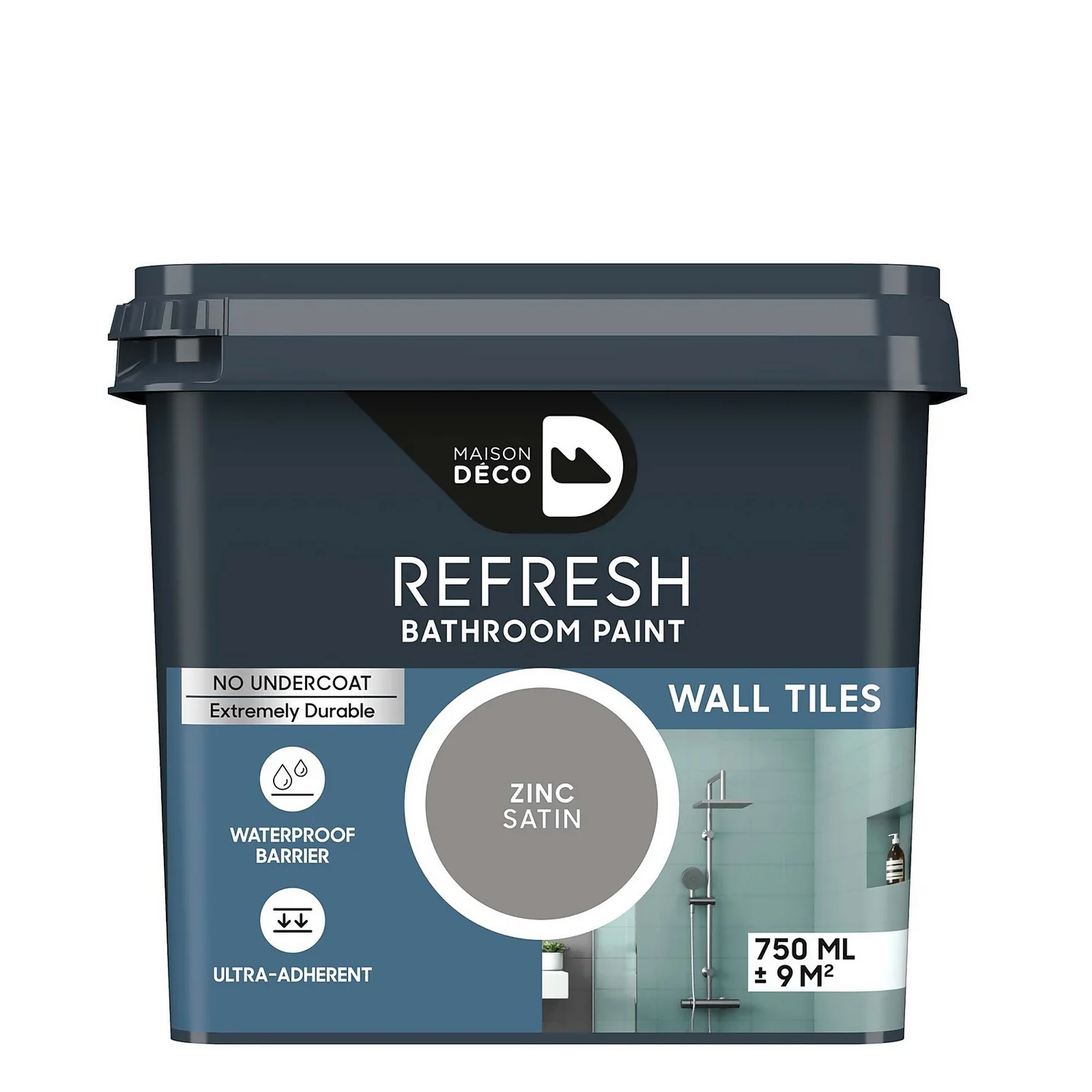 Maison Deco Refresh Bathroom Wall Tile Paint Zinc - 750ml 1 Maison Deco Refresh Bathroom Wall Tile Paint Zinc - 750ml