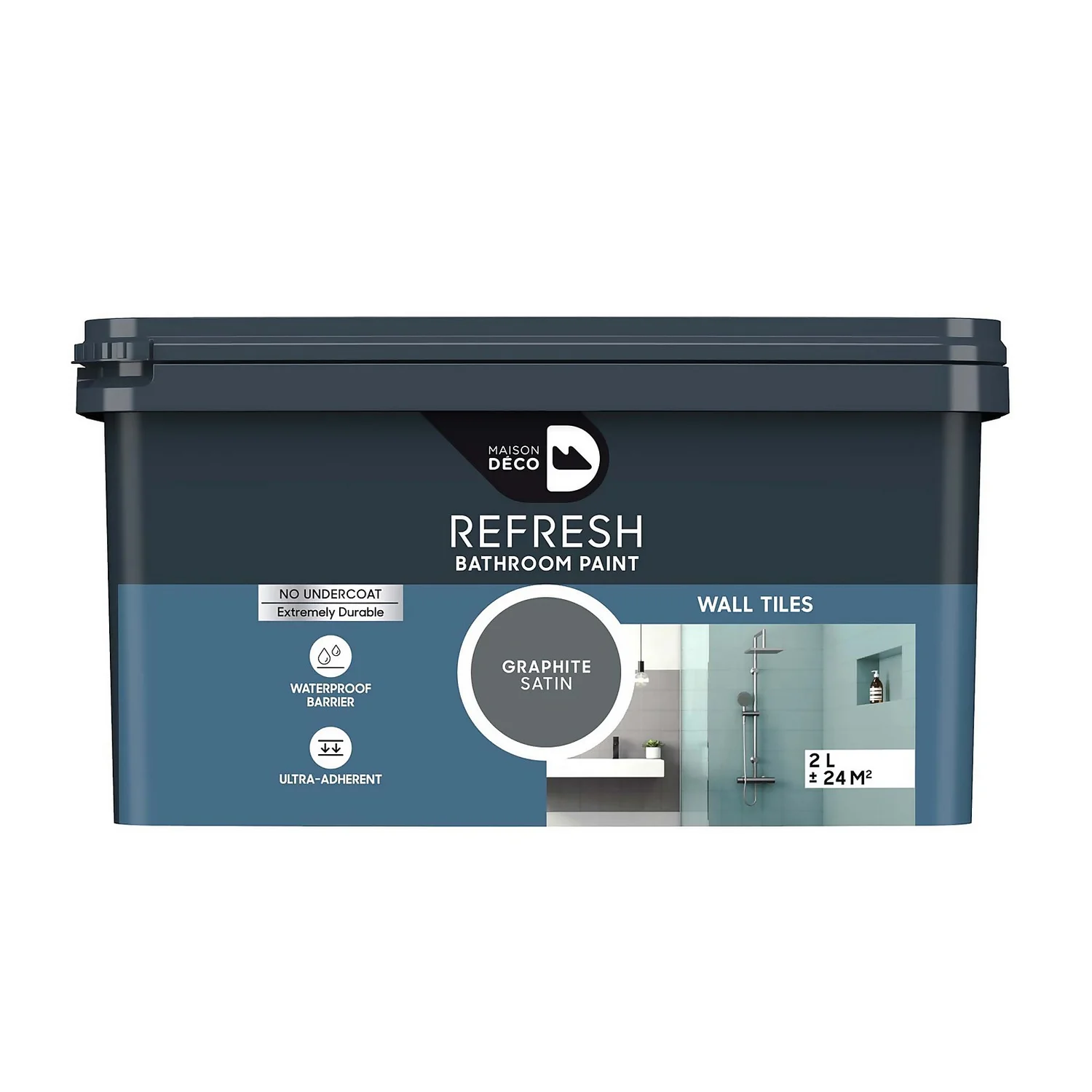 Maison Deco Refresh Bathroom Wall Tile Paint Graphite - 2L 1 Maison Deco Refresh Bathroom Wall Tile Paint Graphite - 2L