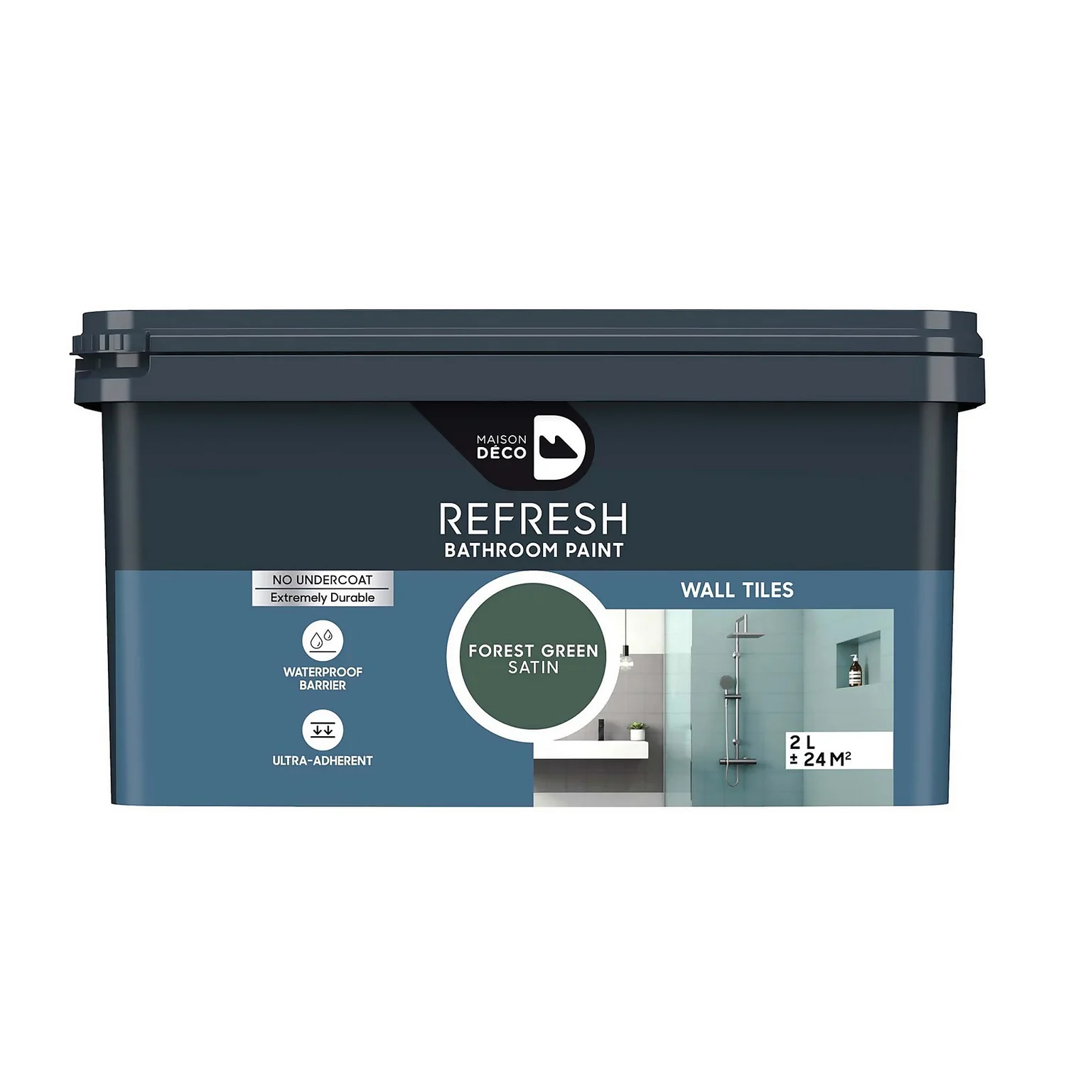 Maison Deco Refresh Bathroom Wall Tile Paint Forest Green - 2L 1 Maison Deco Refresh Bathroom Wall Tile Paint Forest Green - 2L