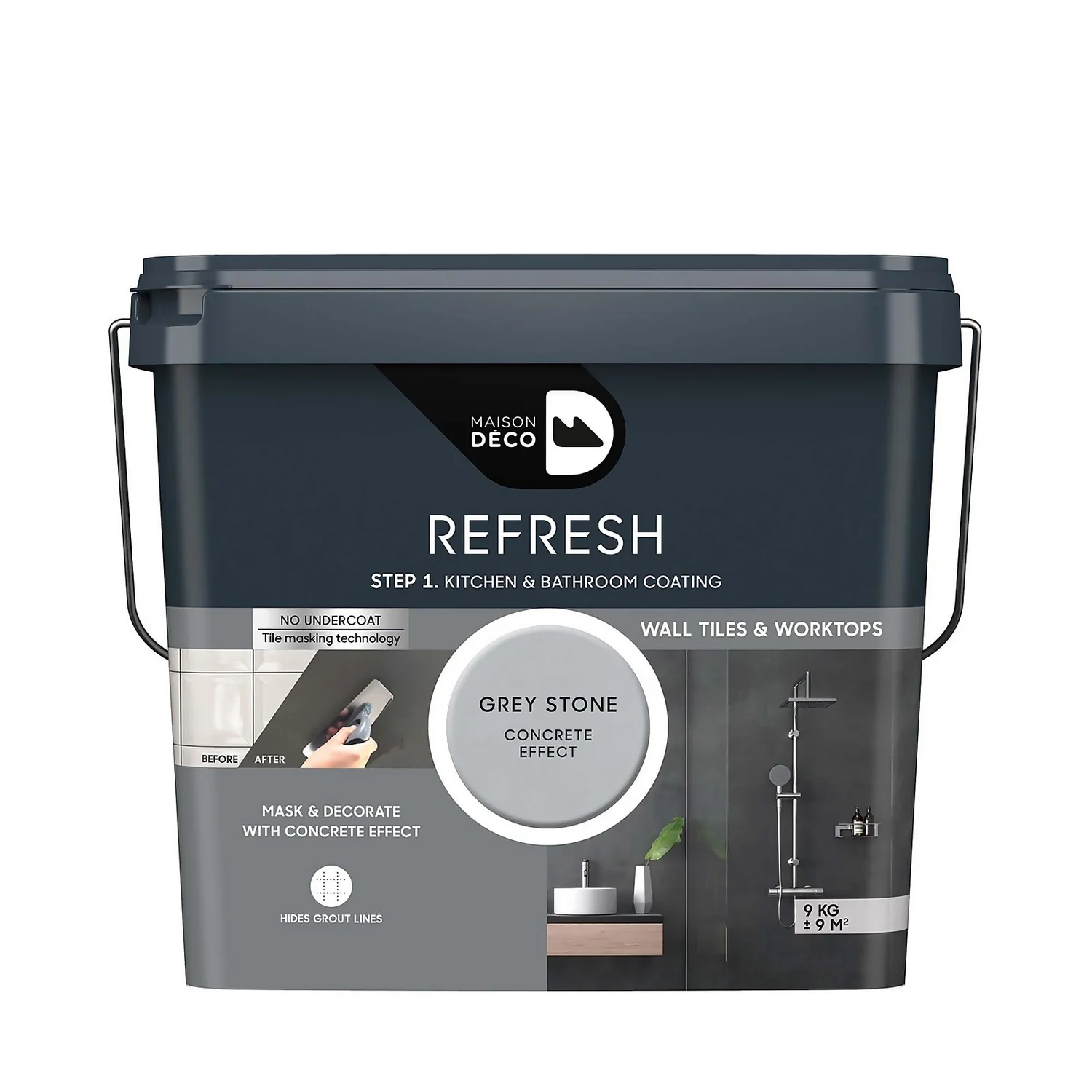 Maison Deco Refresh Kitchen & Bathroom Coating Grey Stone Concrete Effect - 9Kg 1 Maison Deco Refresh Kitchen & Bathroom Coating Grey Stone Concrete Effect - 9Kg