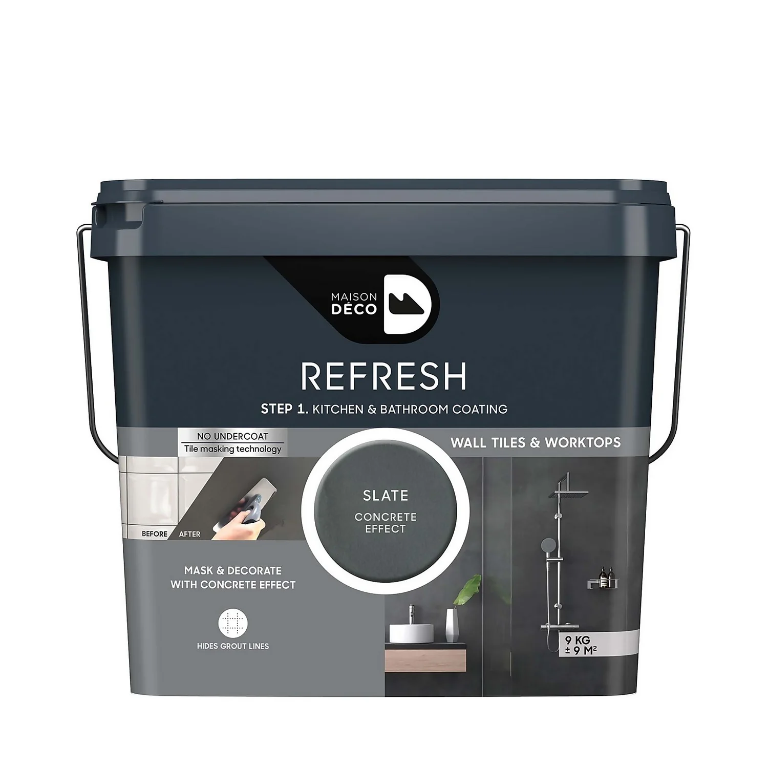 Maison Deco Refresh Kitchen & Bathroom Coating Slate Concrete Effect - 9Kg 1 Maison Deco Refresh Kitchen & Bathroom Coating Slate Concrete Effect - 9Kg
