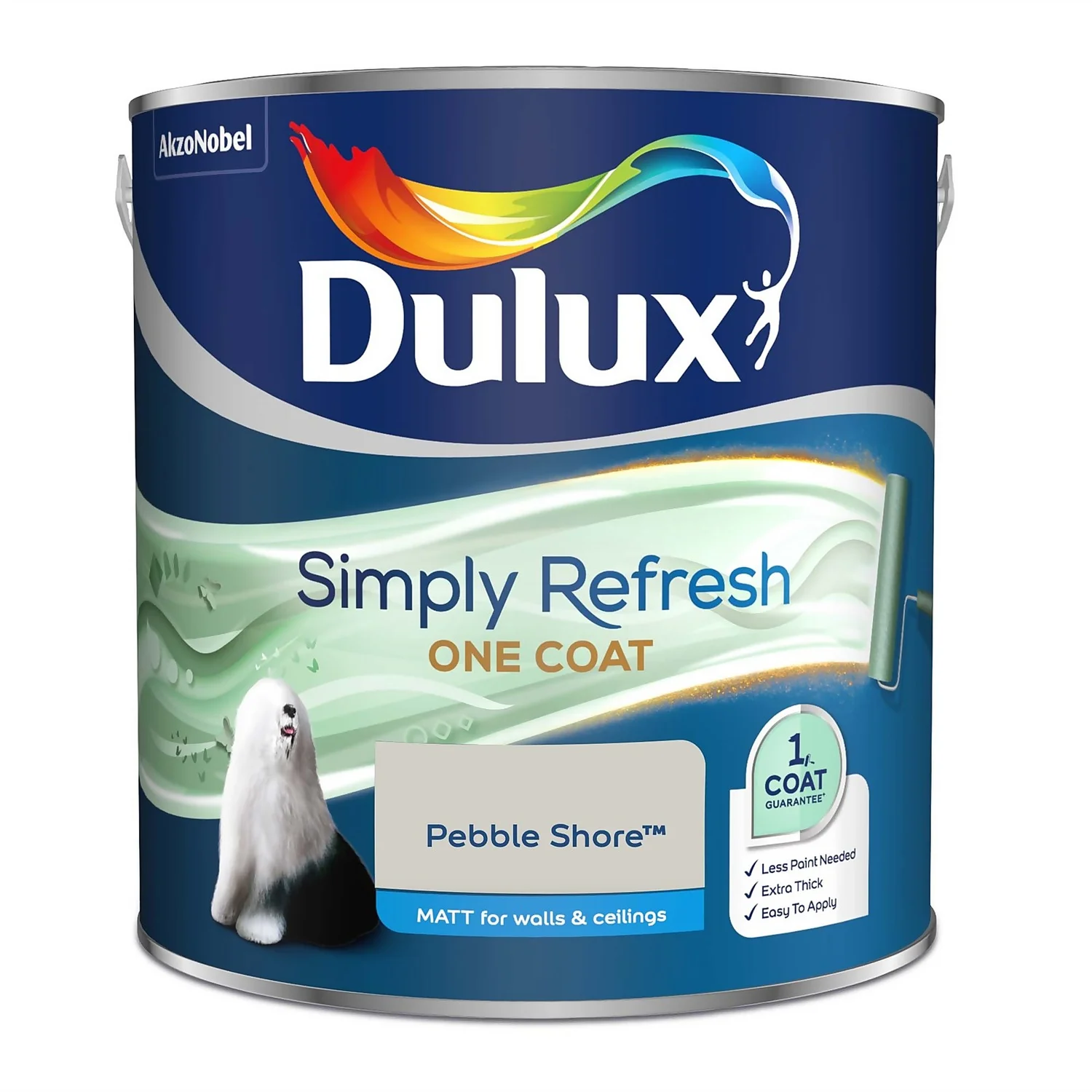 Dulux Simply Refresh One Coat Matt Emulsion Paint Pebble Shore - 2.5L 4 Dulux Simply Refresh One Coat Matt Emulsion Paint Pebble Shore - 2.5L - Image 4