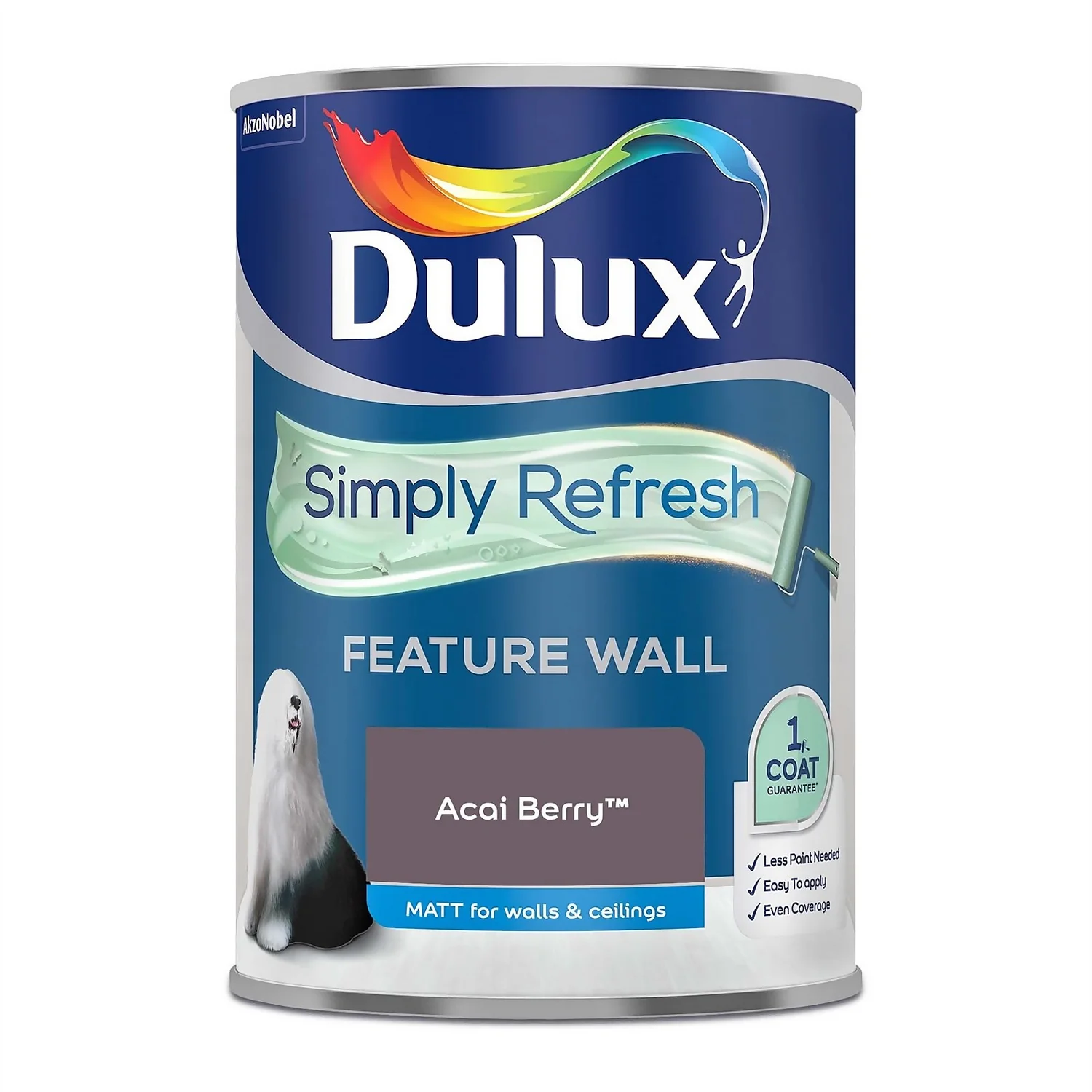 Dulux Simply Refresh Feature Wall One Coat Matt Emulsion Paint Acai Berry - 1.25L 4 Dulux Simply Refresh Feature Wall One Coat Matt Emulsion Paint Acai Berry - 1.25L - Image 4