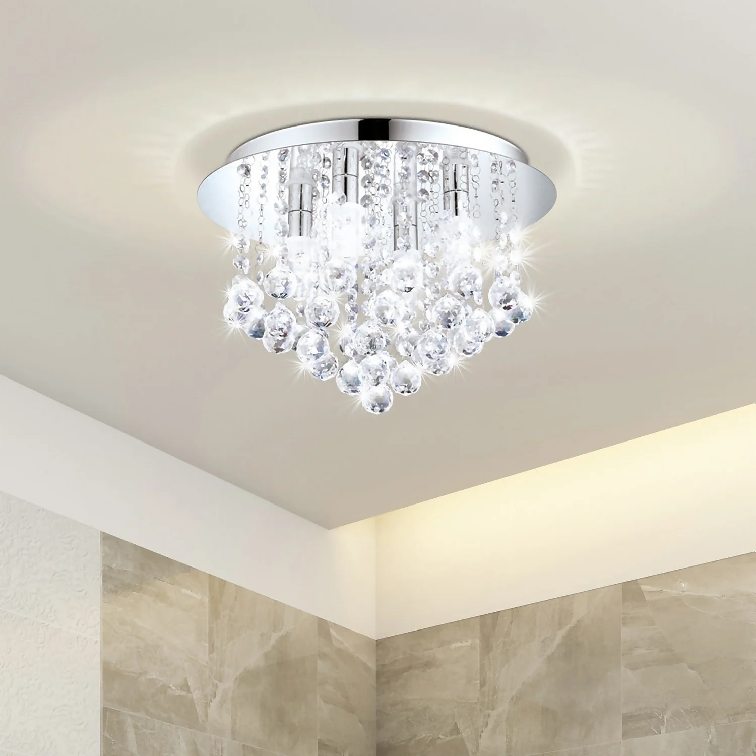 EGLO Olmonte Crystal And Chrome Bathroom Ceiling Light 1 EGLO Olmonte Crystal And Chrome Bathroom Ceiling Light
