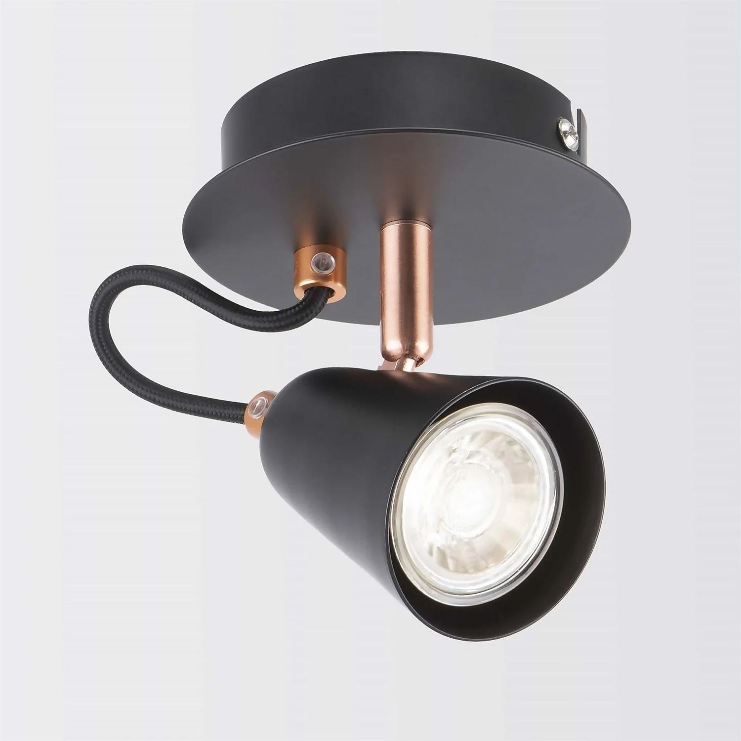 Emma Single Lamp Spotlight - Black & Copper 3 Emma Single Lamp Spotlight - Black & Copper - Image 3