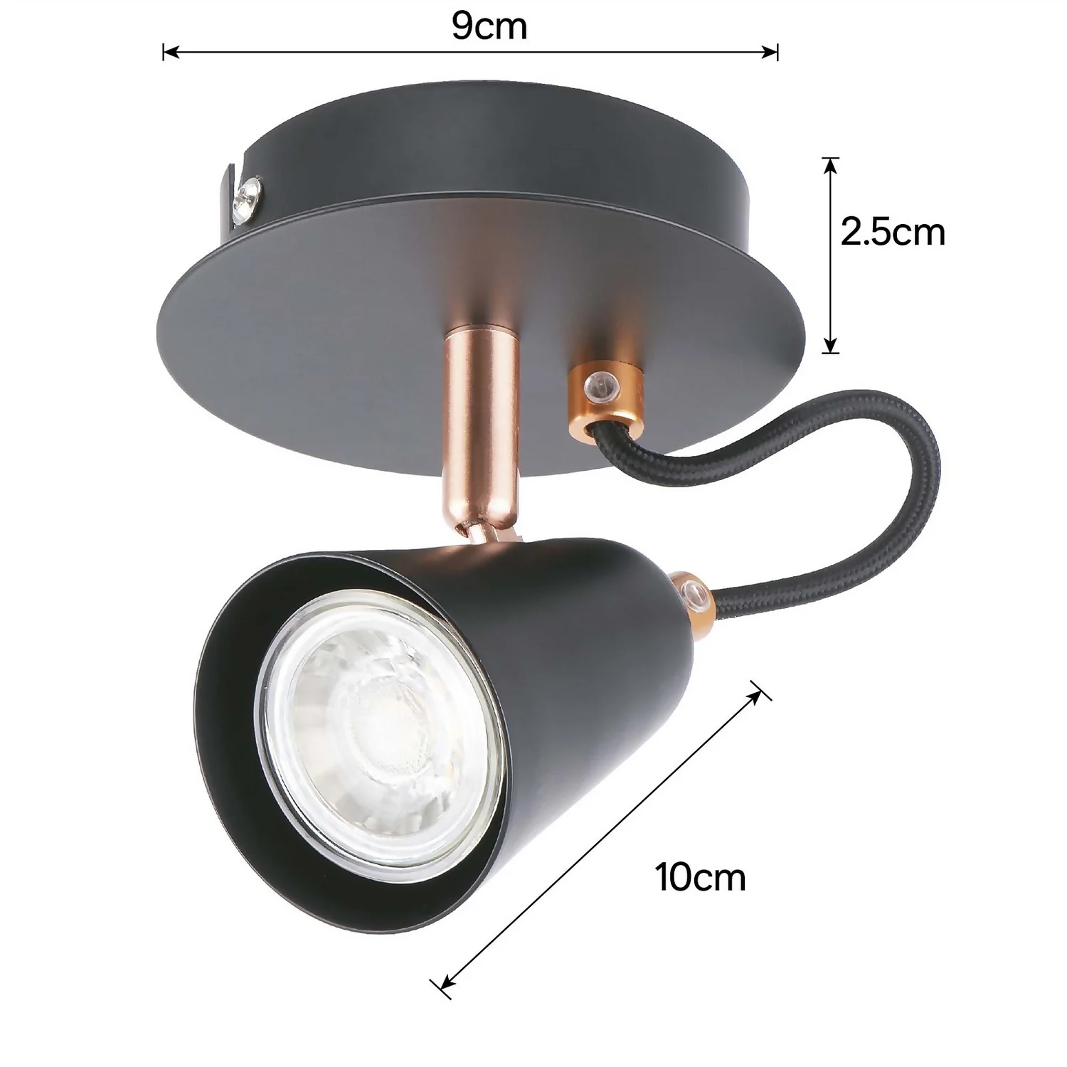 Emma Single Lamp Spotlight - Black & Copper 5 Emma Single Lamp Spotlight - Black & Copper - Image 5