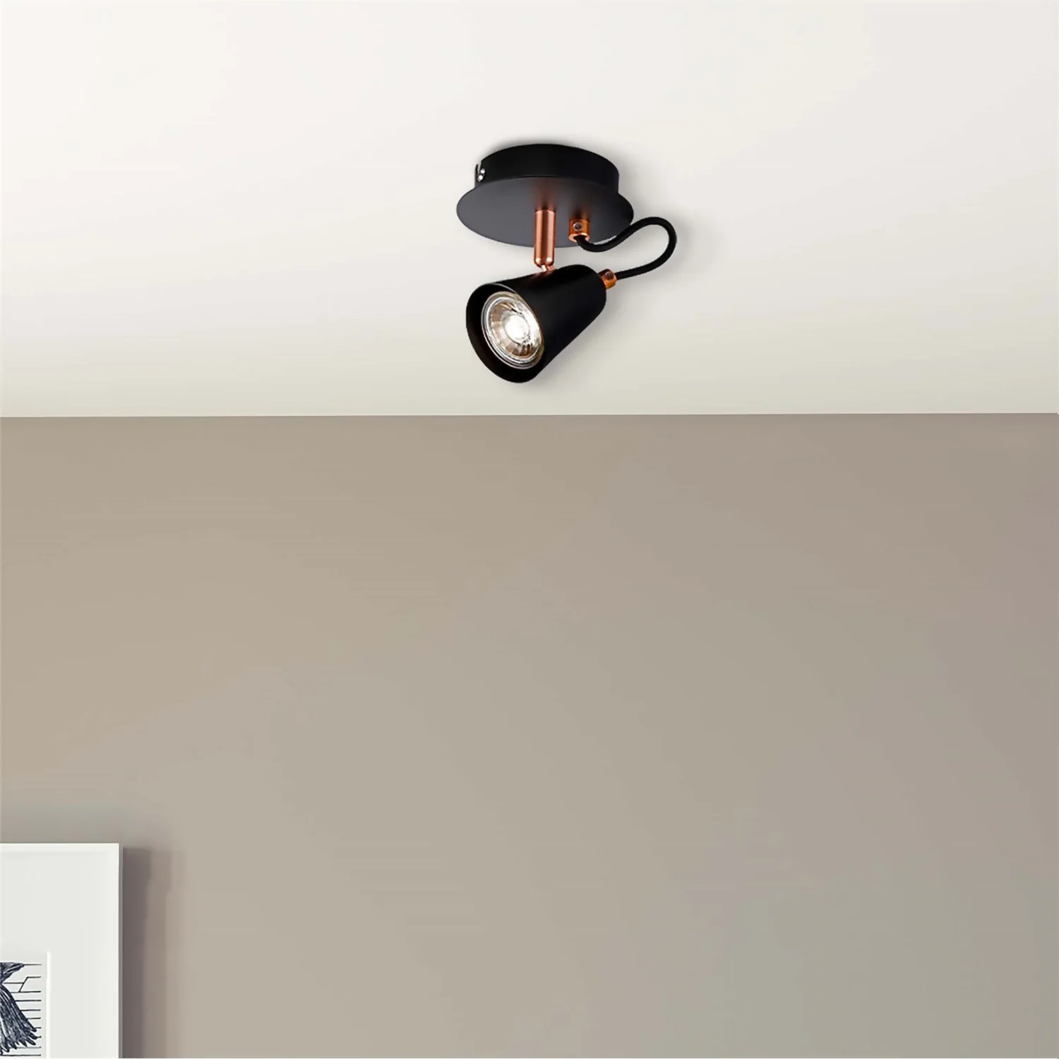 Emma Single Lamp Spotlight - Black & Copper 2 Emma Single Lamp Spotlight - Black & Copper - Image 2