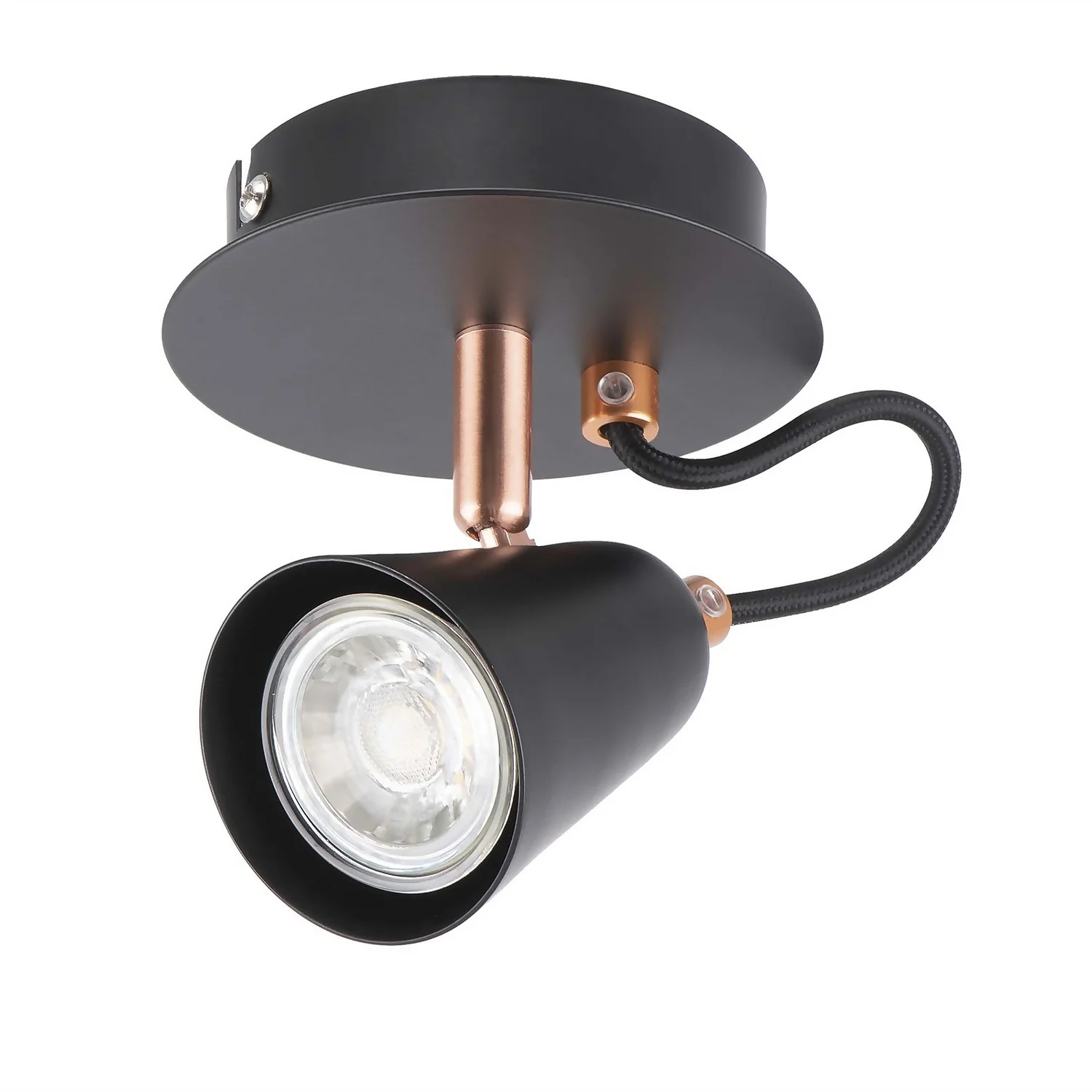 Emma Single Lamp Spotlight - Black & Copper 1 Emma Single Lamp Spotlight - Black & Copper