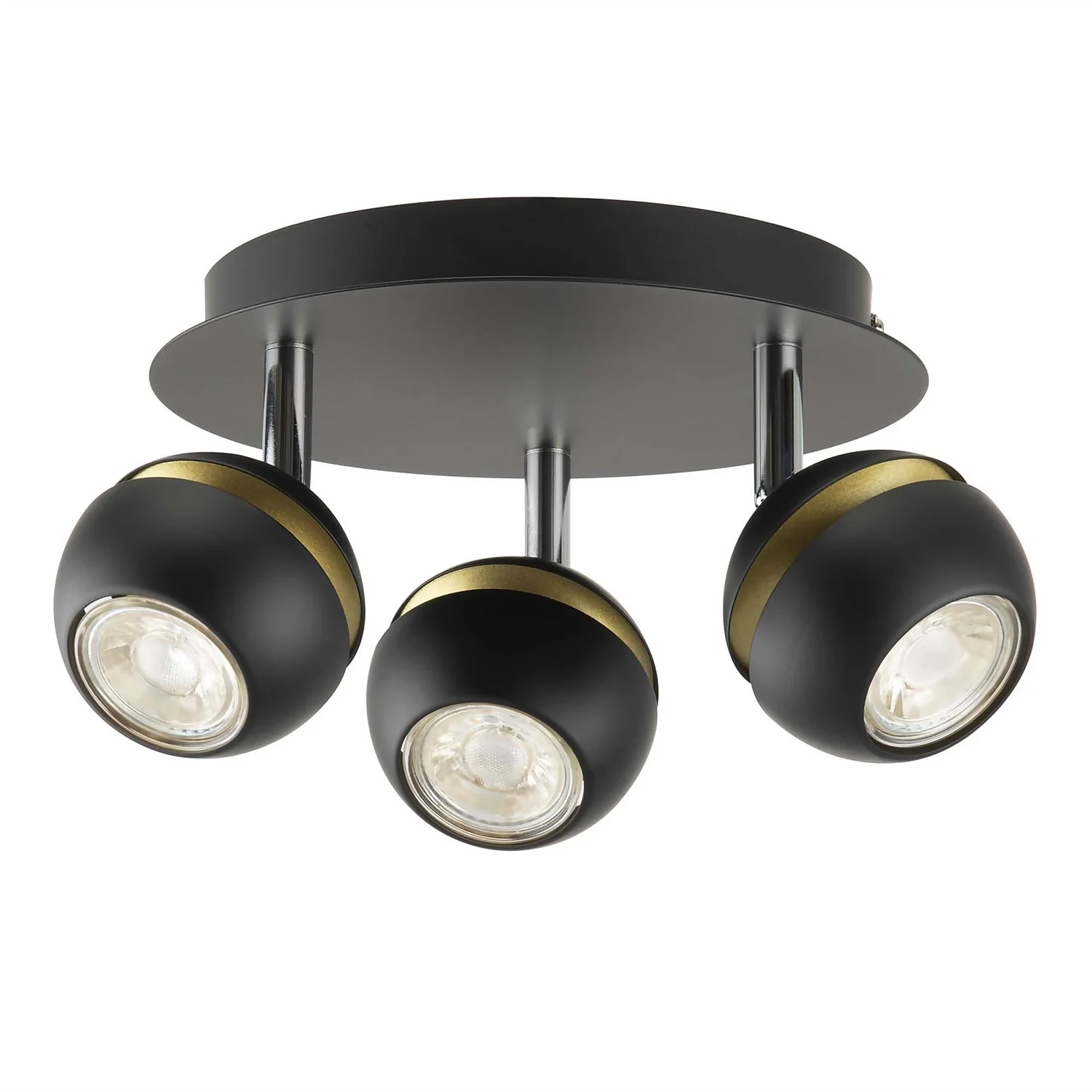 Austin 3 Lamp Spotlight Plate - Black & Gold 1 Austin 3 Lamp Spotlight Plate - Black & Gold