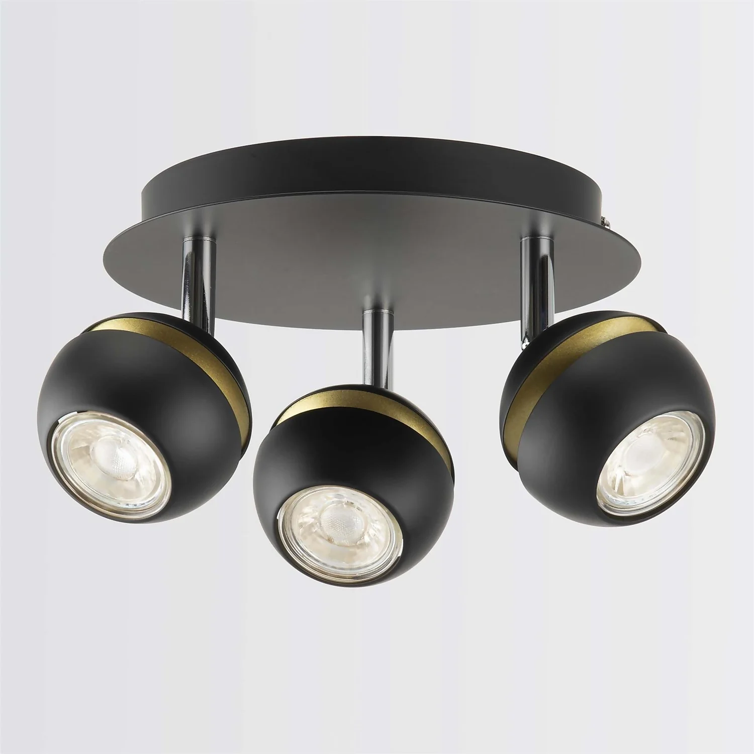 Austin 3 Lamp Spotlight Plate - Black & Gold 3 Austin 3 Lamp Spotlight Plate - Black & Gold - Image 3