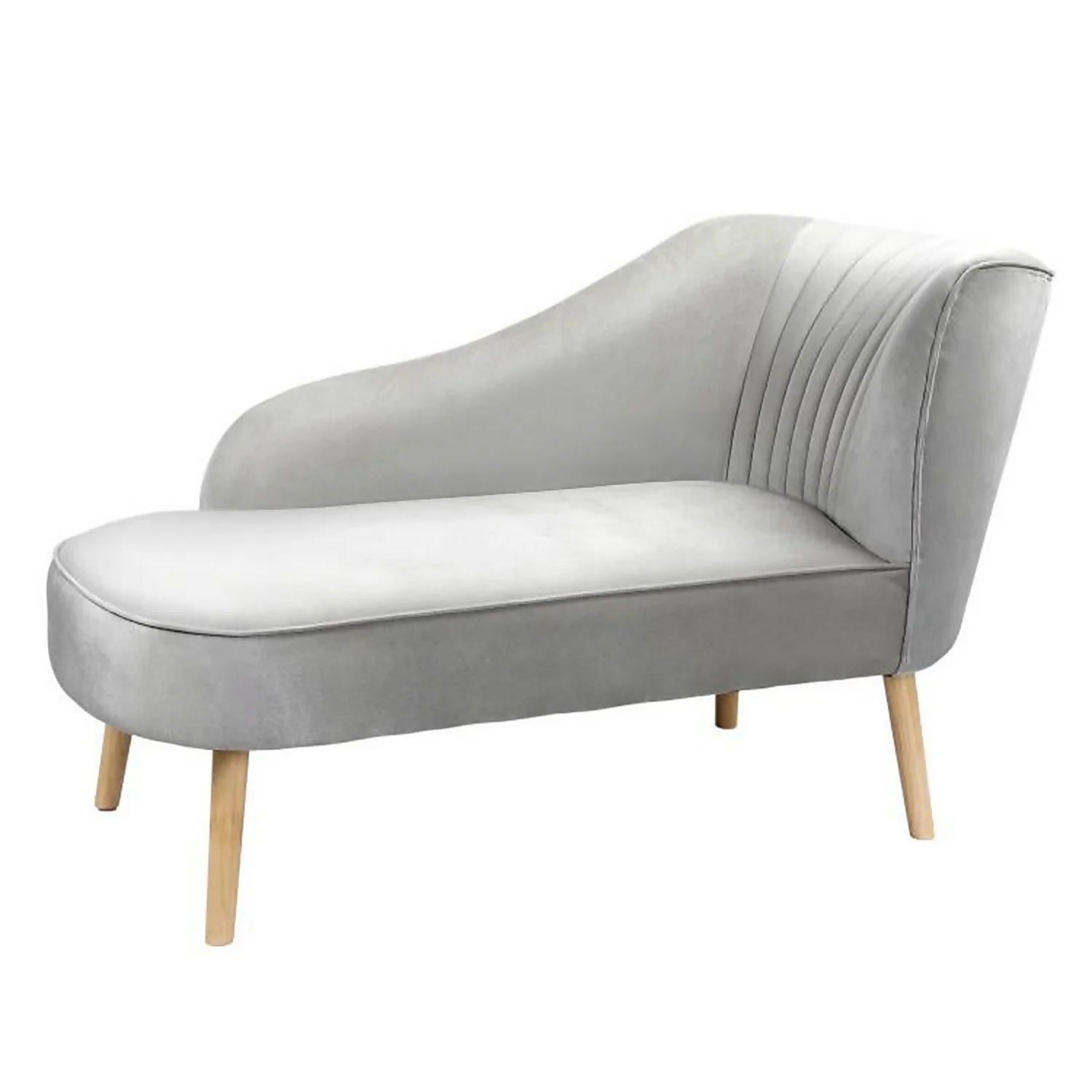 Lara Luxury Velvet Chaise Longue - Silver 1 Lara Luxury Velvet Chaise Longue - Silver