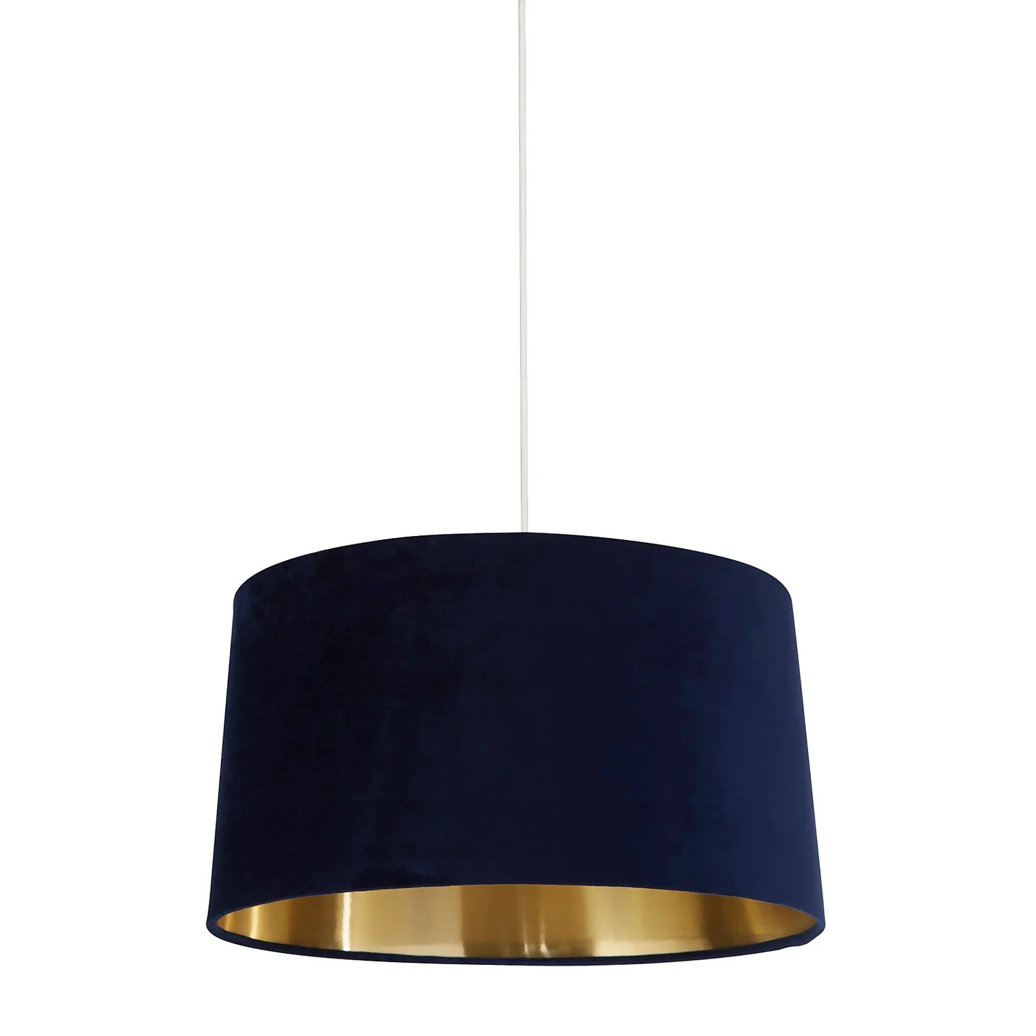House Beautiful Samet Velvet Drum Shade - Navy - 45cm 2 House Beautiful Samet Velvet Drum Shade - Navy - 45cm - Image 2