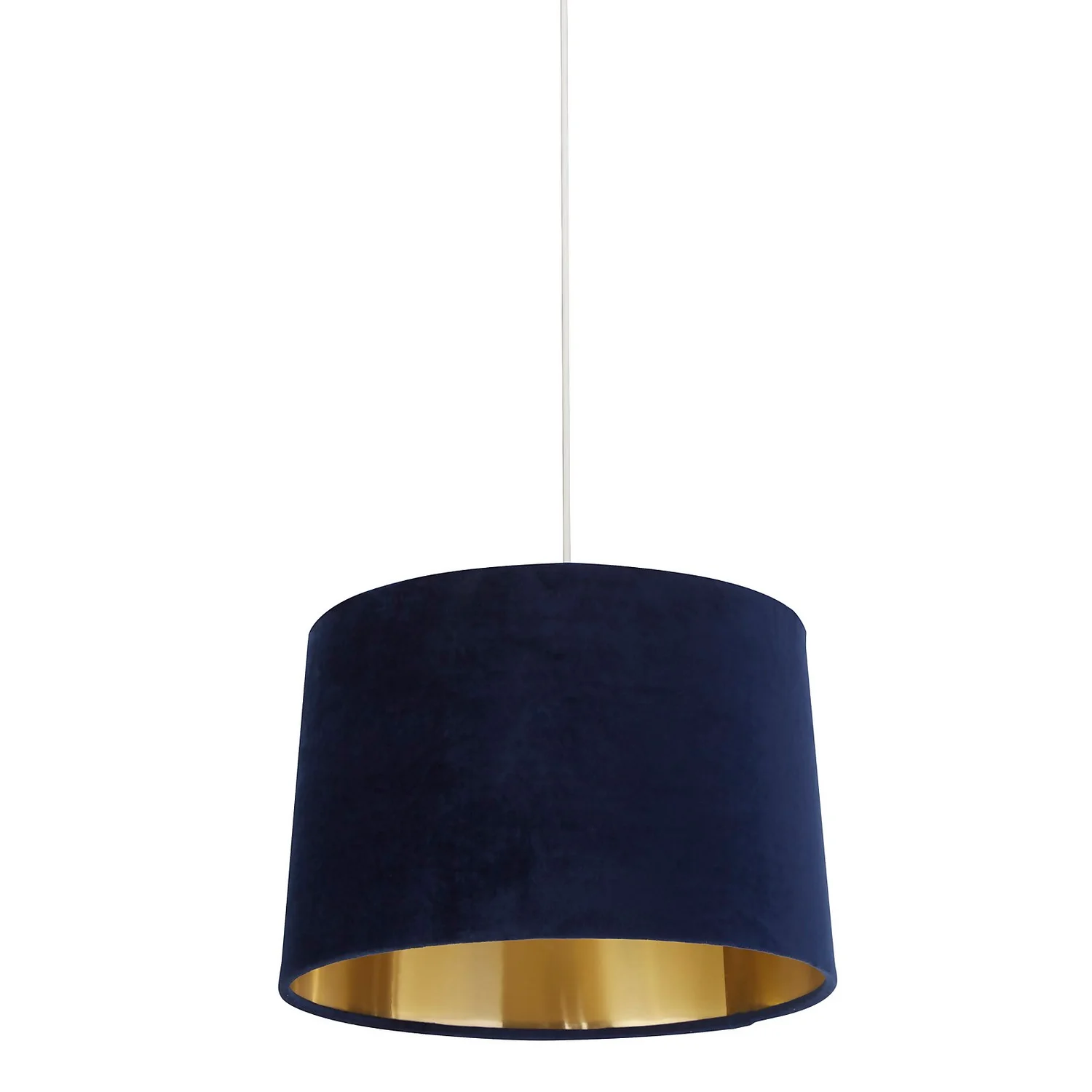 House Beautiful Samet Velvet Drum Shade - Navy - 30cm 2 House Beautiful Samet Velvet Drum Shade - Navy - 30cm - Image 2